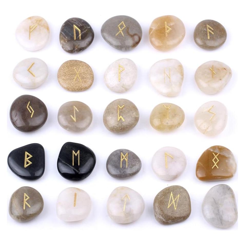 Conjunto de Piedras Rúnicas TGS Gems con Alfabeto Futhark