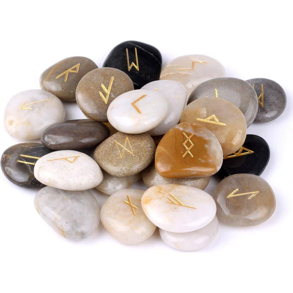 Conjunto de Piedras Rúnicas TGS Gems con Alfabeto Futhark