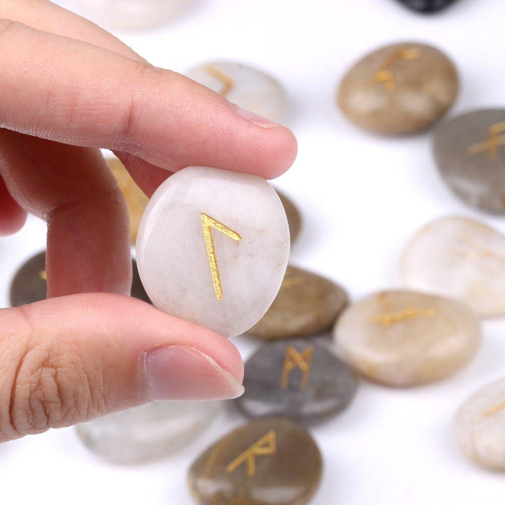 Conjunto de Piedras Rúnicas TGS Gems con Alfabeto Futhark