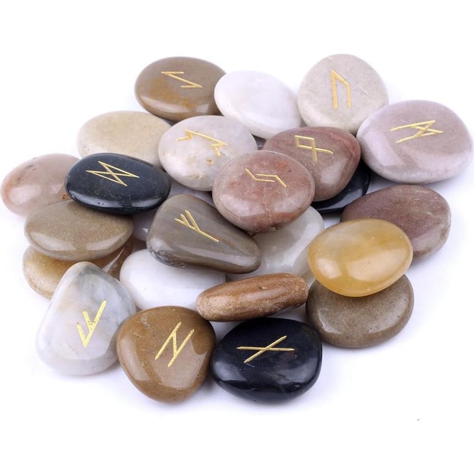 Conjunto de Piedras Rúnicas TGS Gems con Alfabeto Futhark