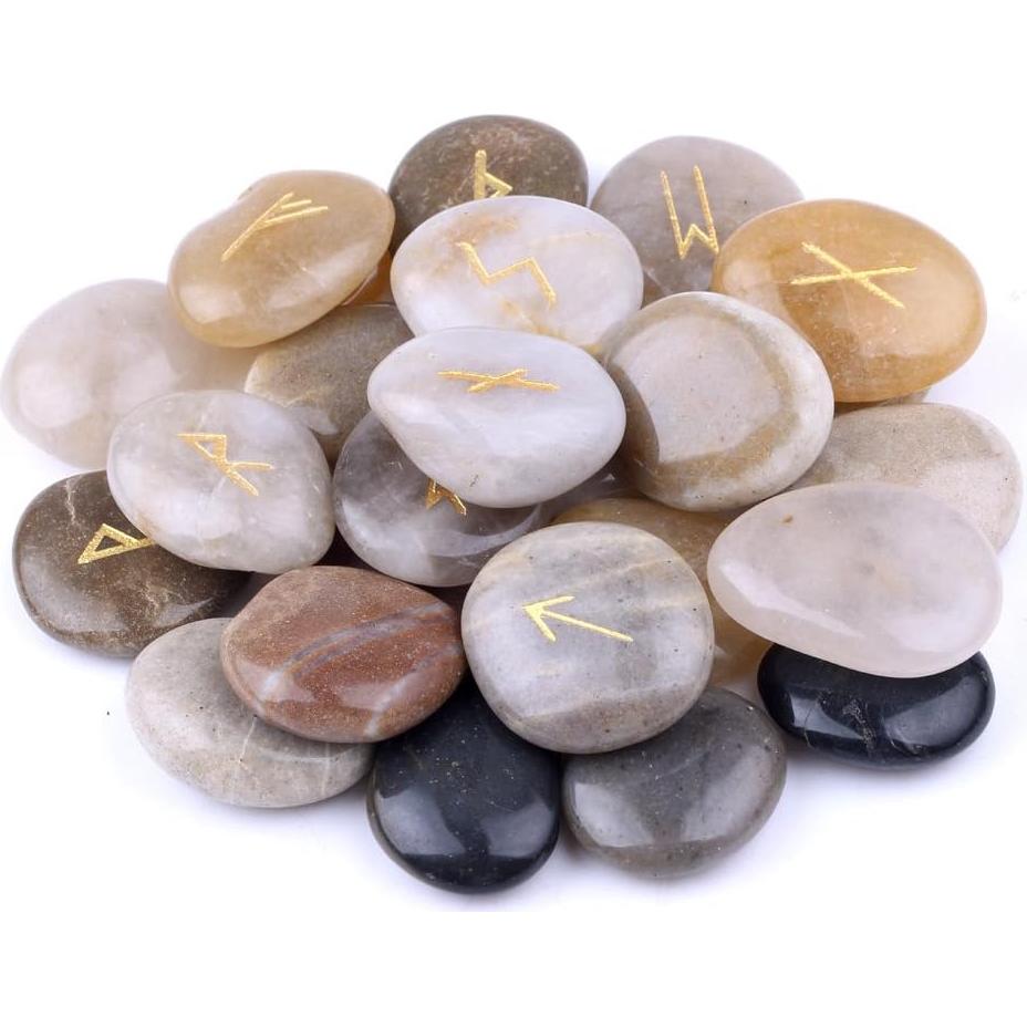 Conjunto de Piedras Rúnicas TGS Gems con Alfabeto Futhark