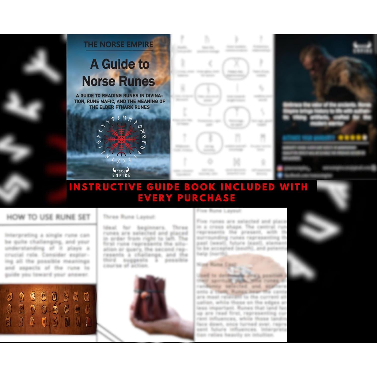 Juego de Runas Vikingas de Hueso con Tapete de Cuero Premium
