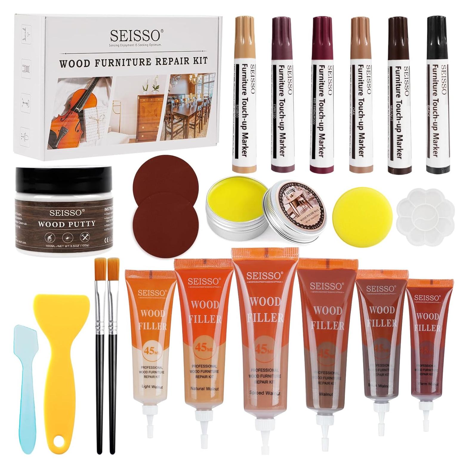 Kit de Reparación de Muebles SEISSO - 6 Rellenos y Marcadores