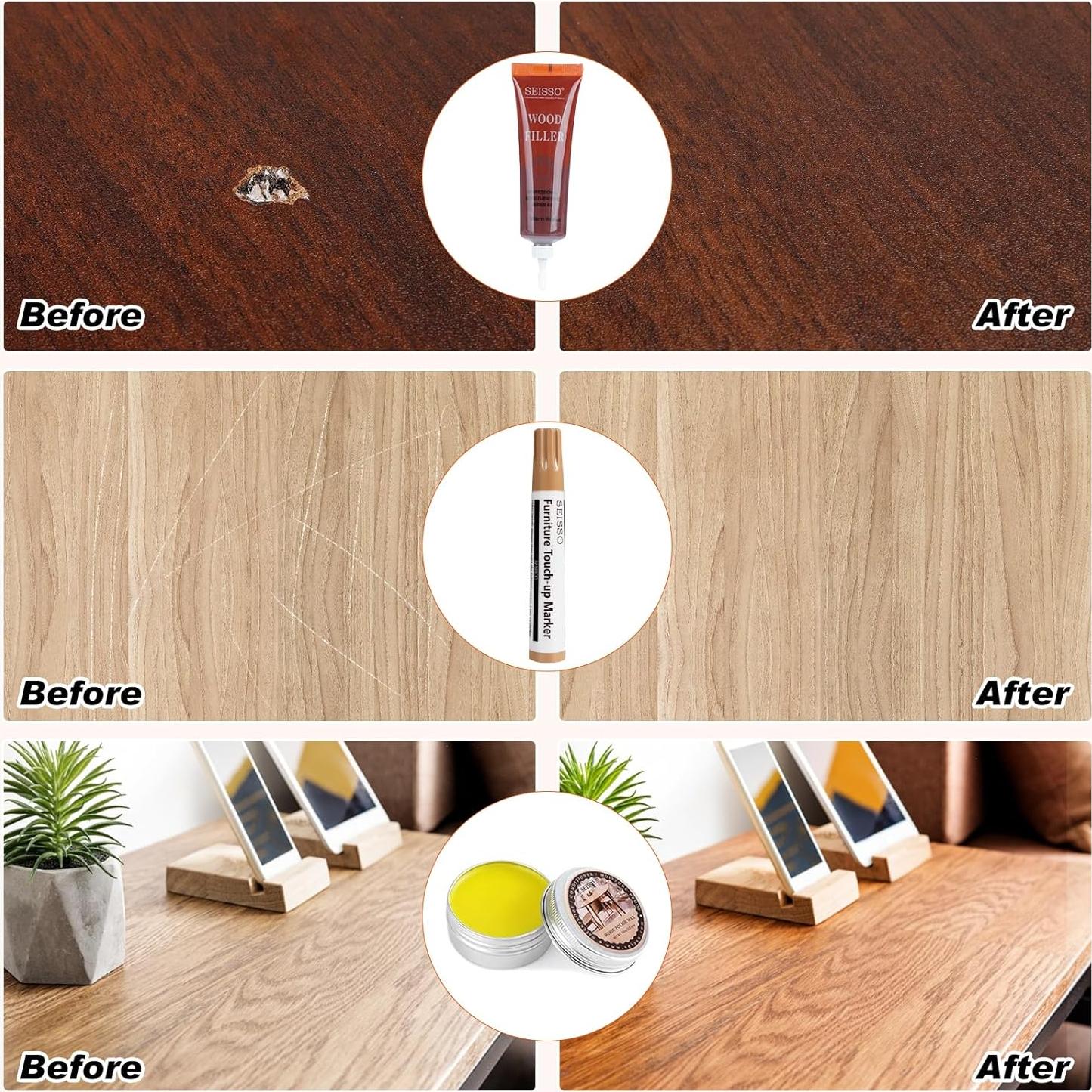 Kit de Reparación de Muebles SEISSO - 6 Rellenos y Marcadores
