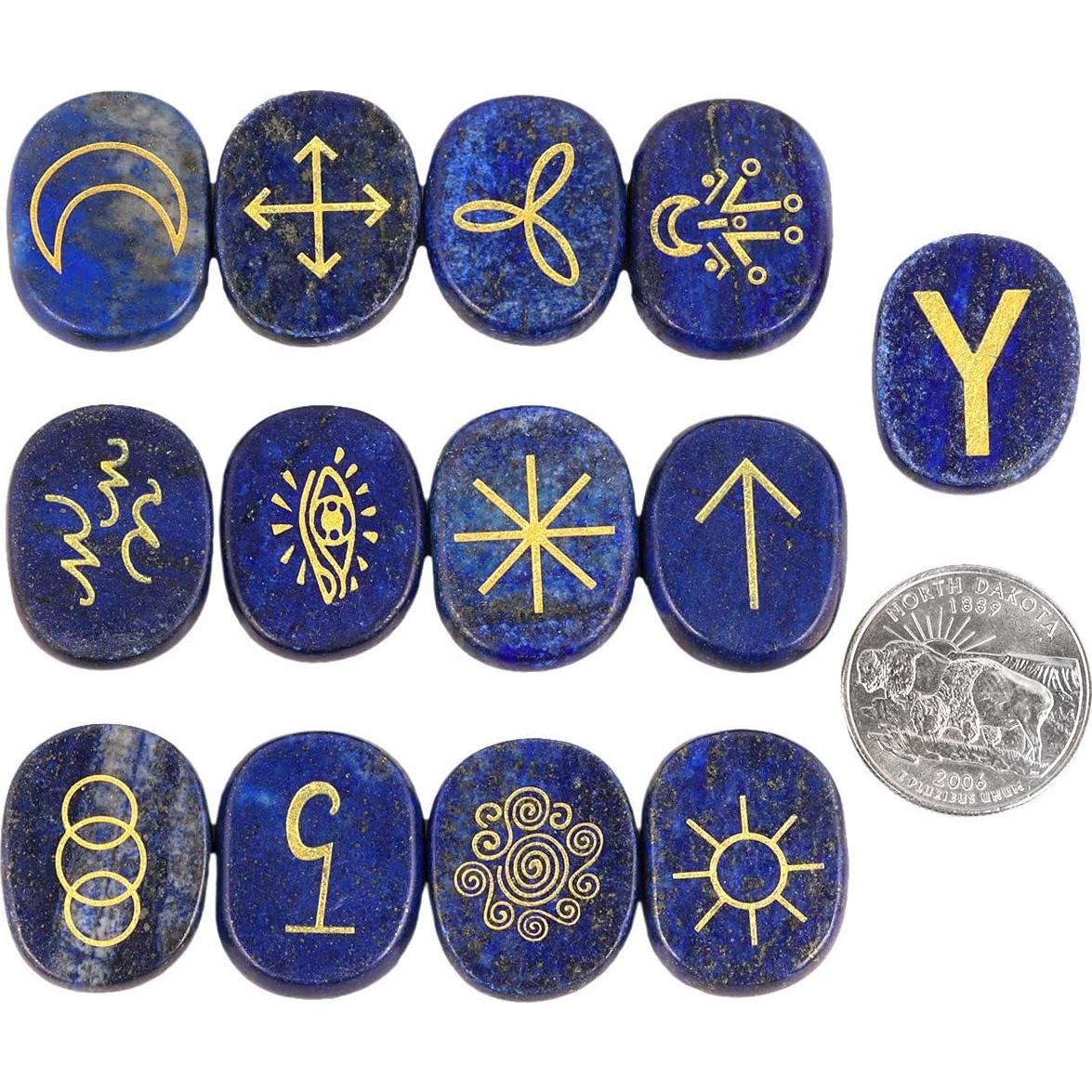 Conjunto de 13 Runas de Lapis Lazuli Mookaitedecor para Adivinación