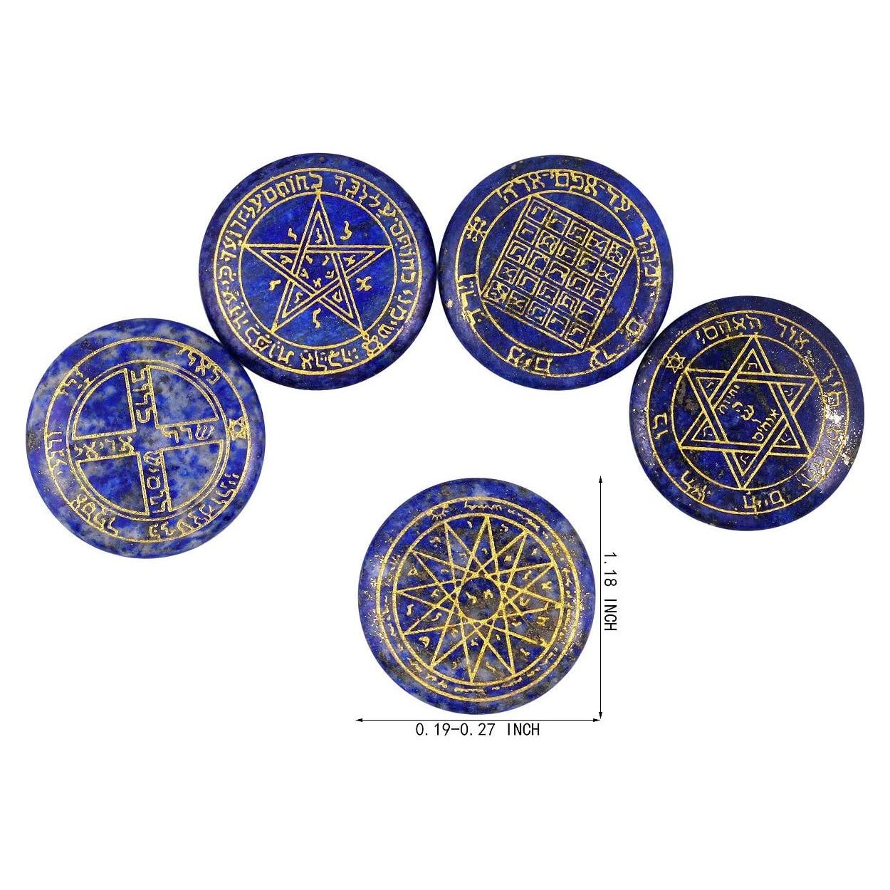 Conjunto de 5 Runas de Lapis Lazuli mookaitedecor 30mm