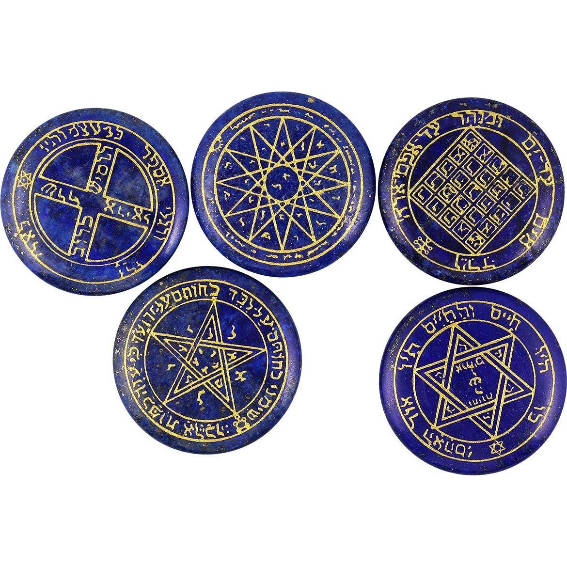 Conjunto de 5 Runas de Lapis Lazuli mookaitedecor 30mm