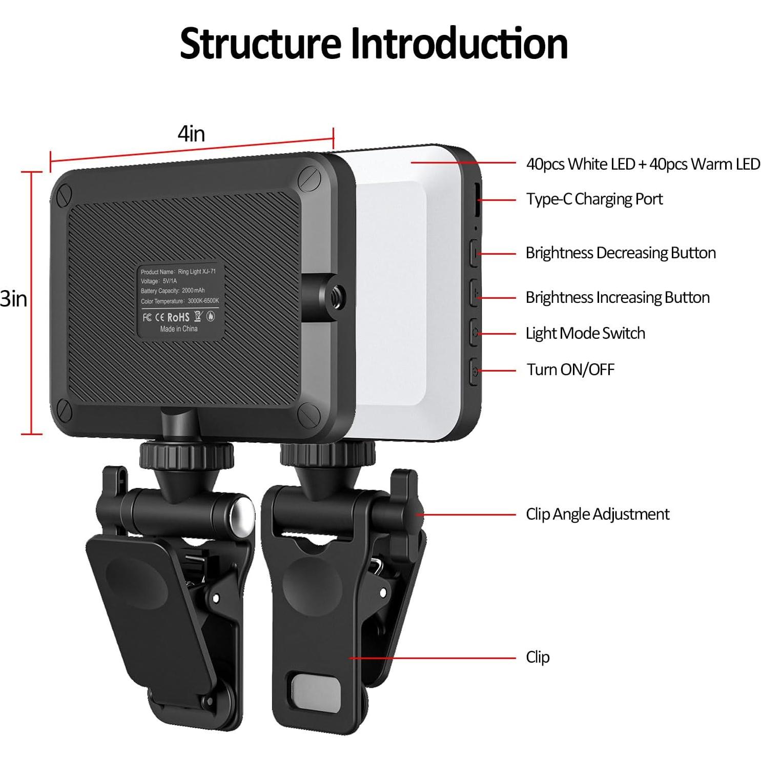 Luz de Selfie Recargable XINBAOHONG Clip para Teléfono
