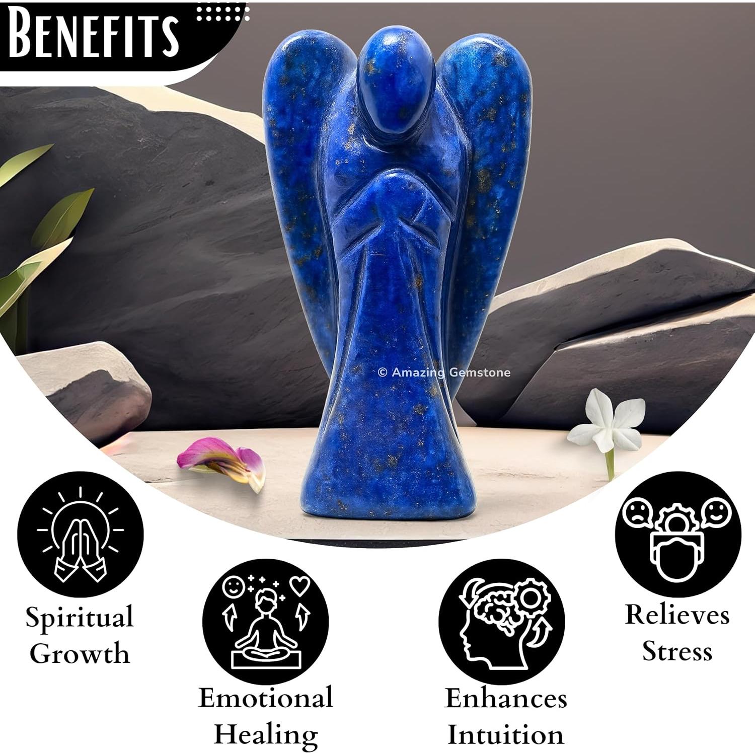 Estatua de Ángel de Cristal Lapislázuli 3.81 cm - Sanador