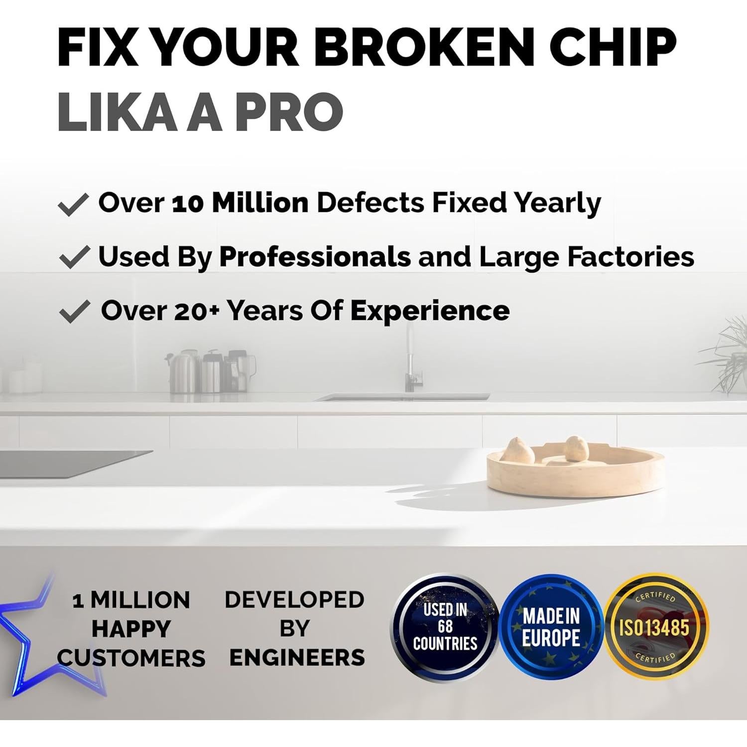 Kit de Reparación de Encimeras NNREPAIR C105A - Granito, Mármol y Porcelana