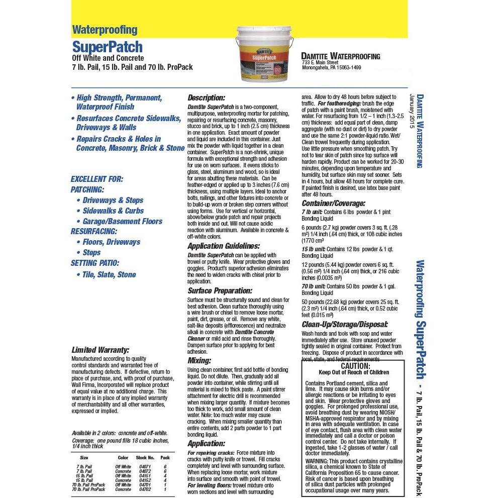 Reparación de Concreto Damtite 04072 Super Patch 3.18 kg