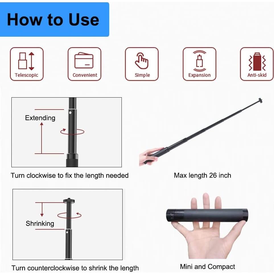 Trípode Extensible para Webcam JCWINY 25.4-76.2 cm Aluminio