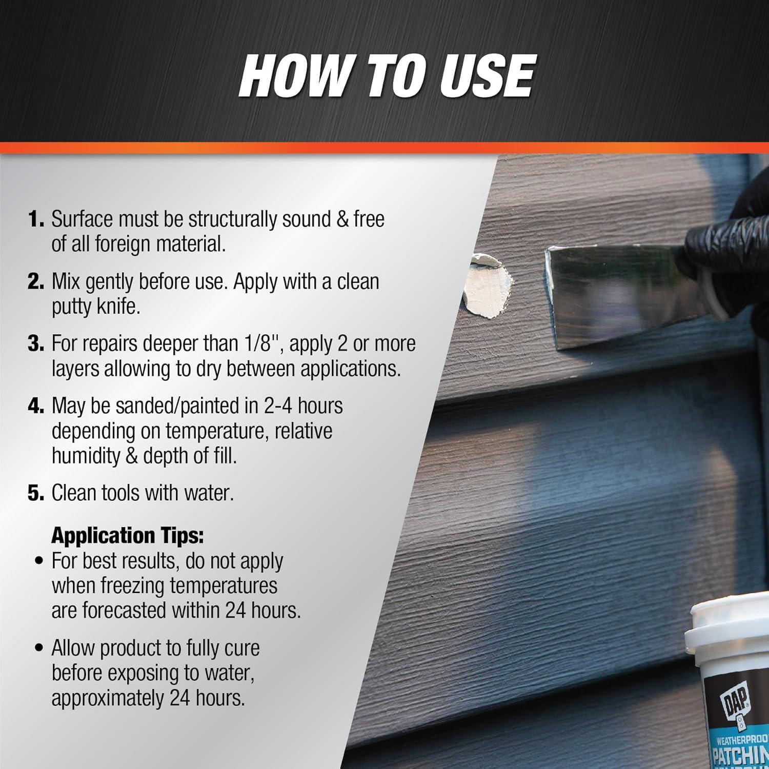 Compuesto de Parcheo Impermeable DAP 16 Oz Blanco