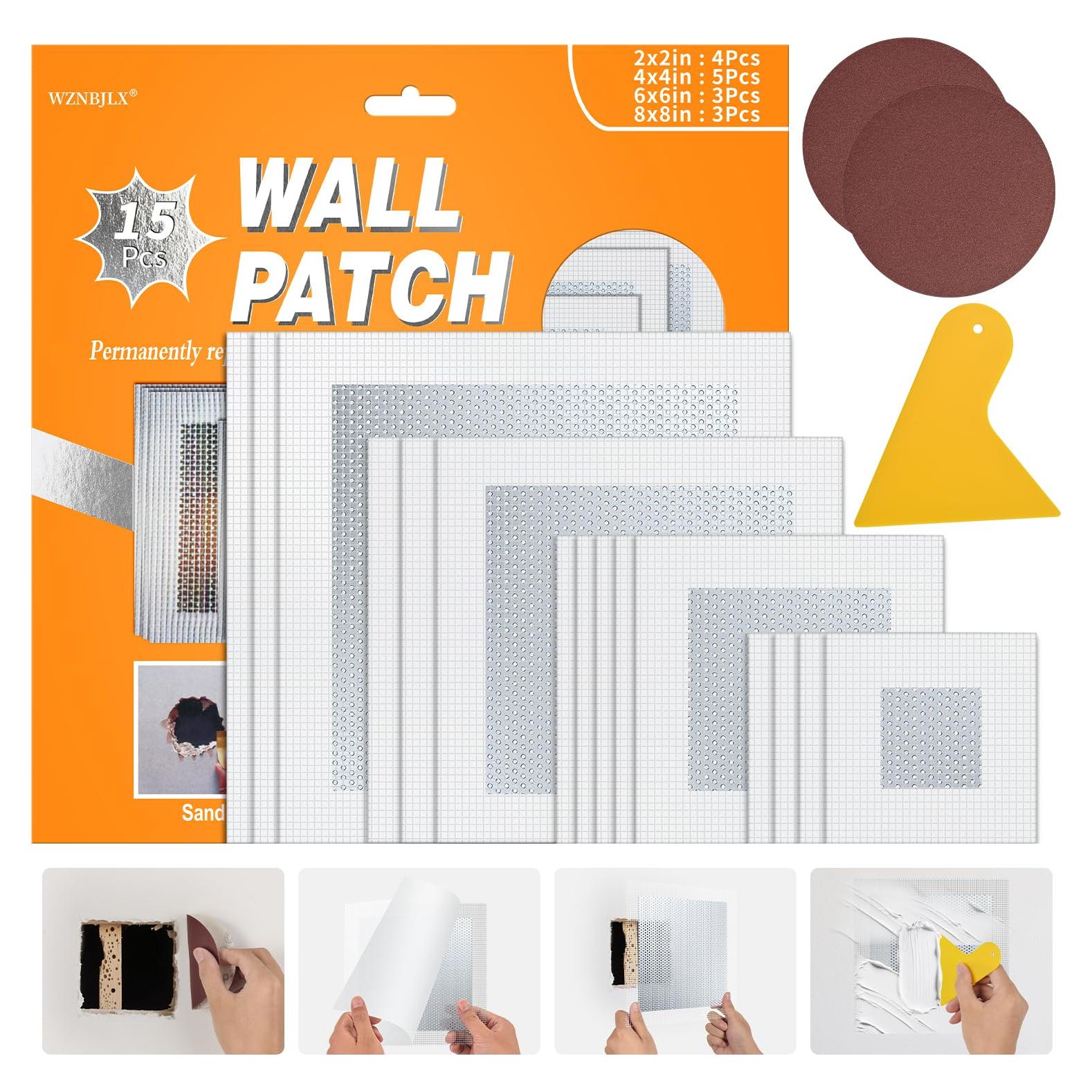 Kit de Parcheo de Pared 15 Piezas Malla Autoadhesiva Wznbjlx