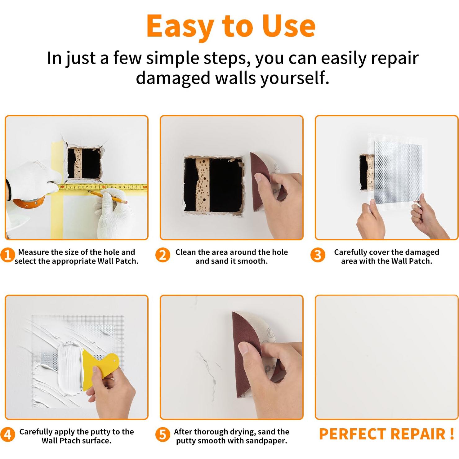 Kit de Parcheo de Pared 15 Piezas Malla Autoadhesiva Wznbjlx