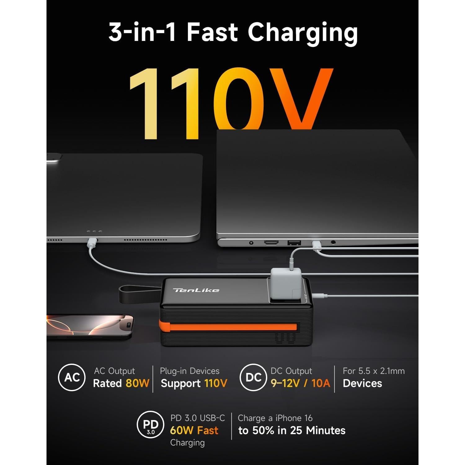 Estación de Energía Portátil Tenlike 99.9Wh Batería Recargable