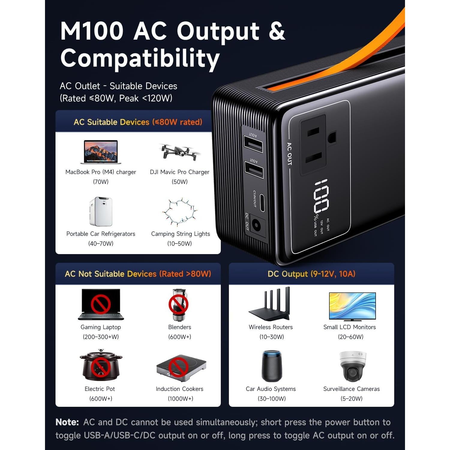 Estación de Energía Portátil Tenlike 99.9Wh Batería Recargable