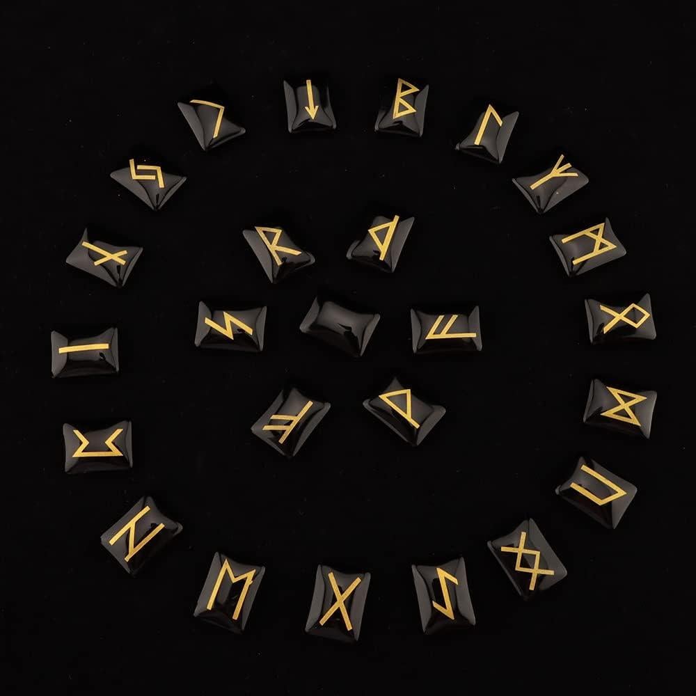 Conjunto de Runas Kcrygogo con Caja de Madera y Obsidiana