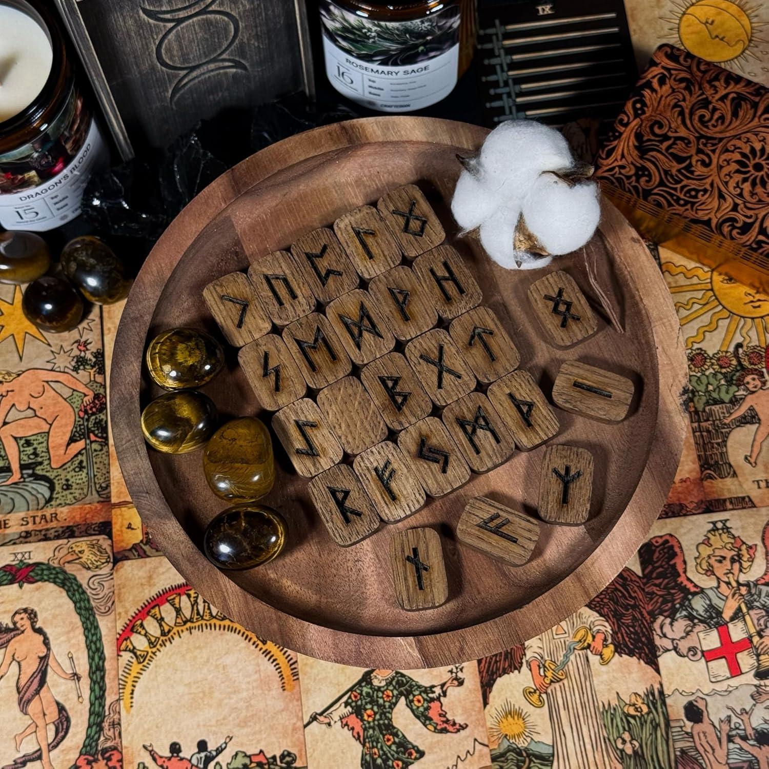 Juego de Runas Nórdicas de Madera CRAFTERIAN - 25 Piezas