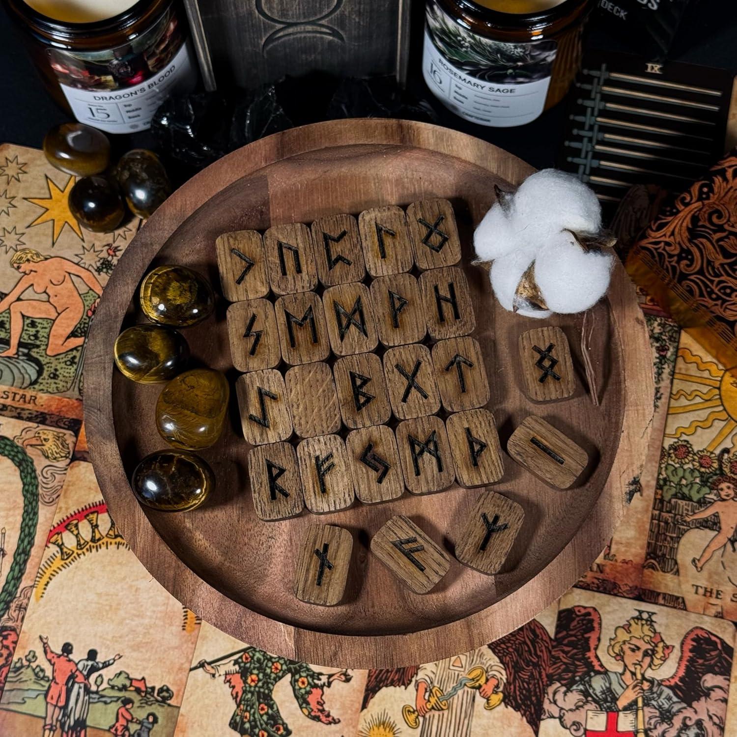 Juego de Runas Nórdicas de Madera CRAFTERIAN - 25 Piezas