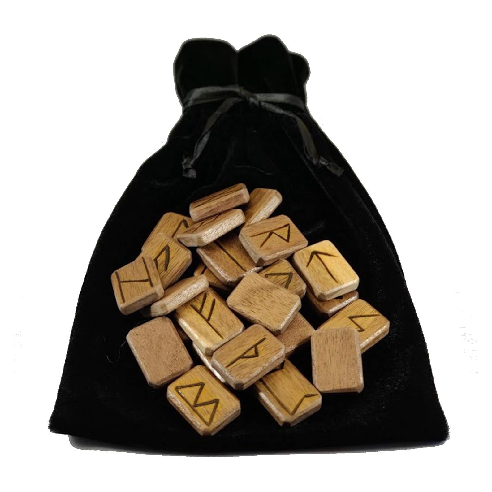 Juego de Runas de Madera de Nogal con Alfabeto Elder Futhark