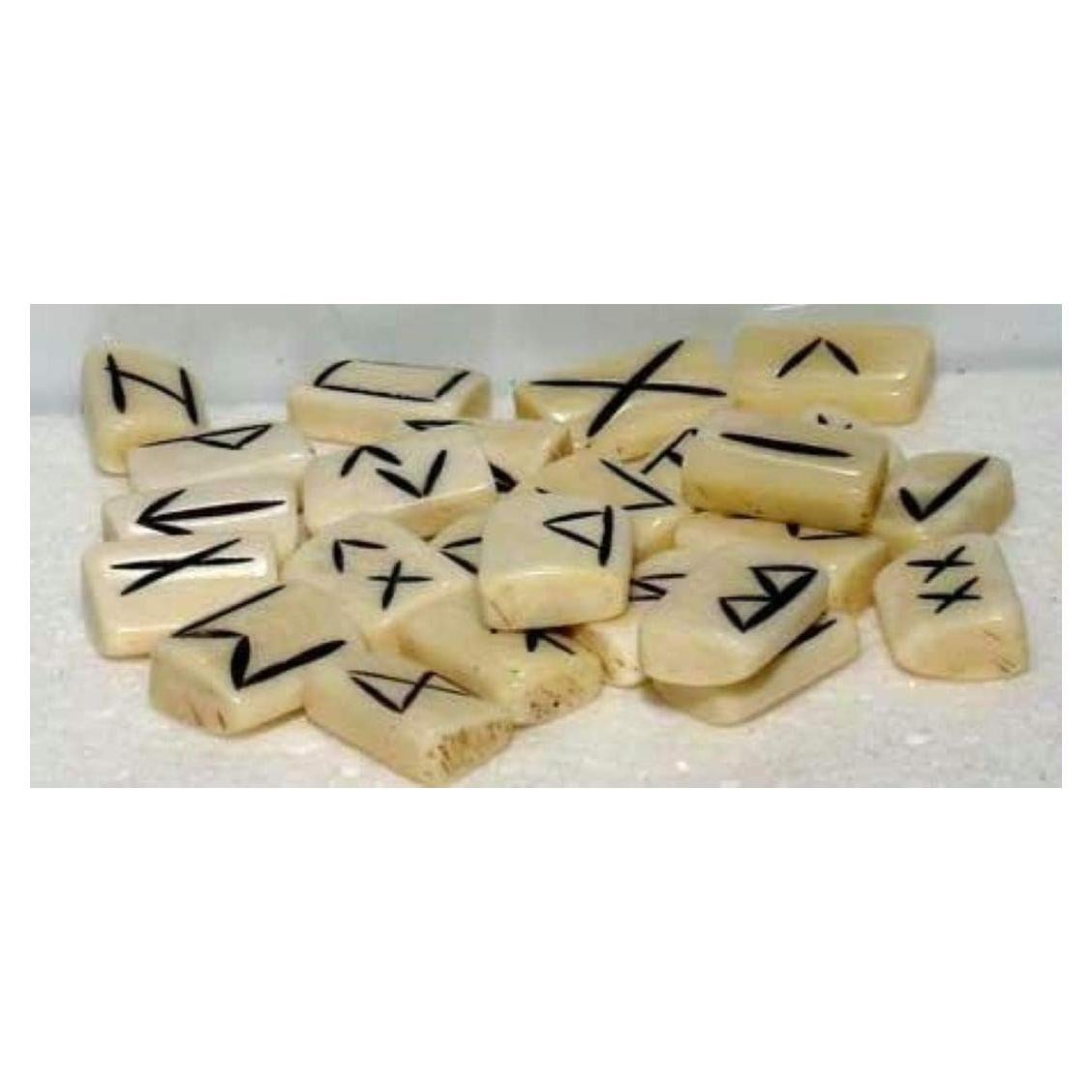 Juego de Runas Elder Futhark AzureGreen 25 Piezas Hueso