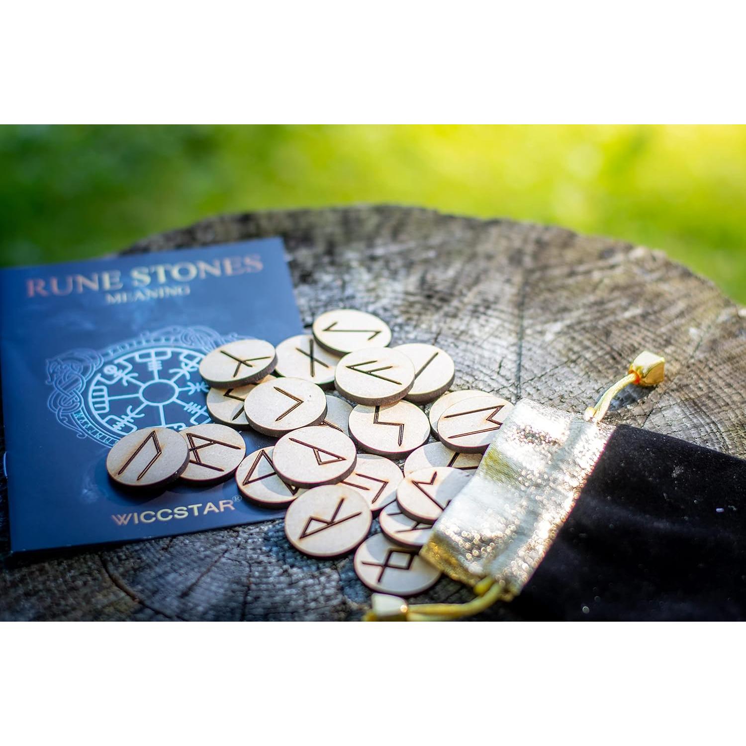 Juego de Piedras Rúnicas Vikingas WICCSTAR con Guía para Principiantes