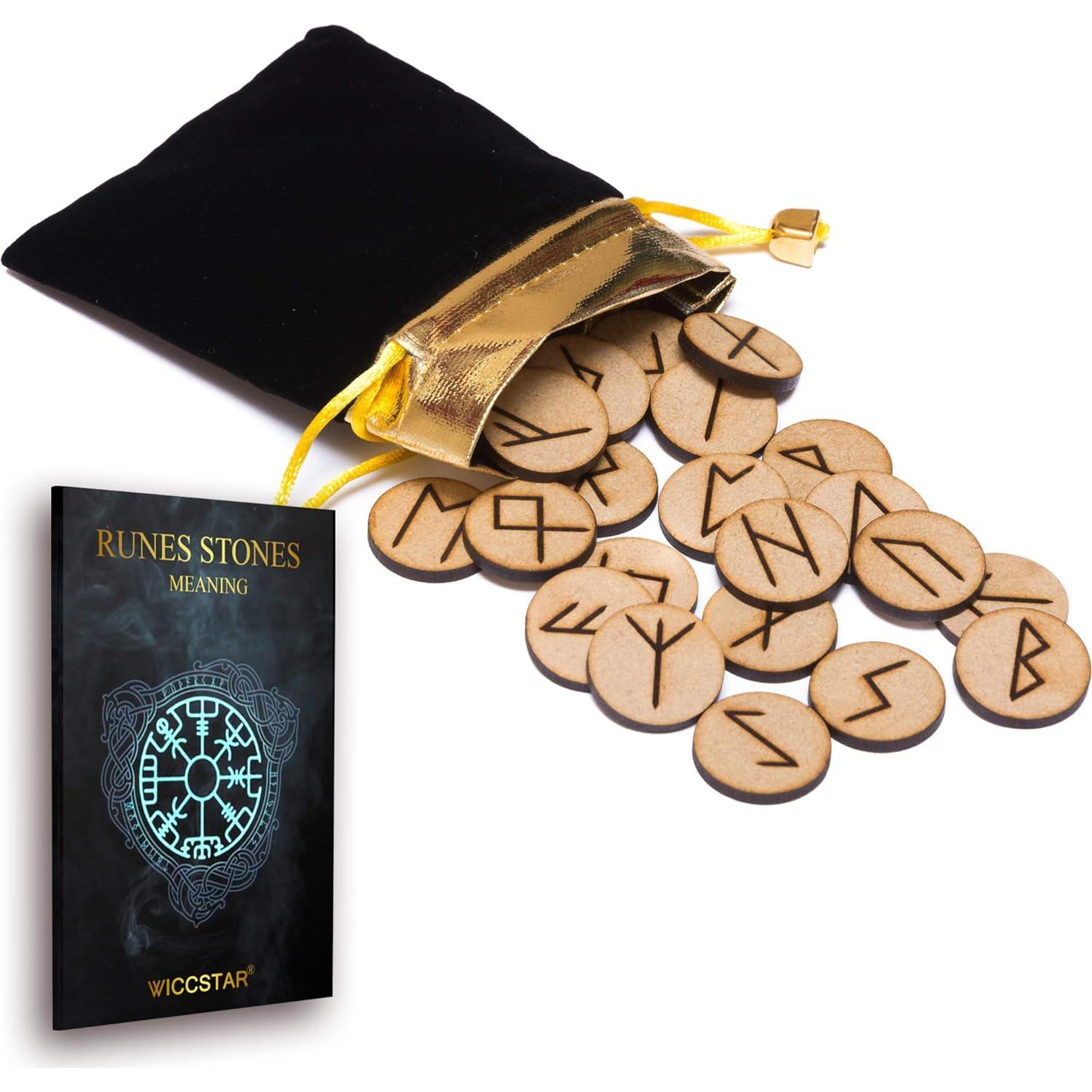 Juego de Piedras Rúnicas Vikingas WICCSTAR con Guía para Principiantes