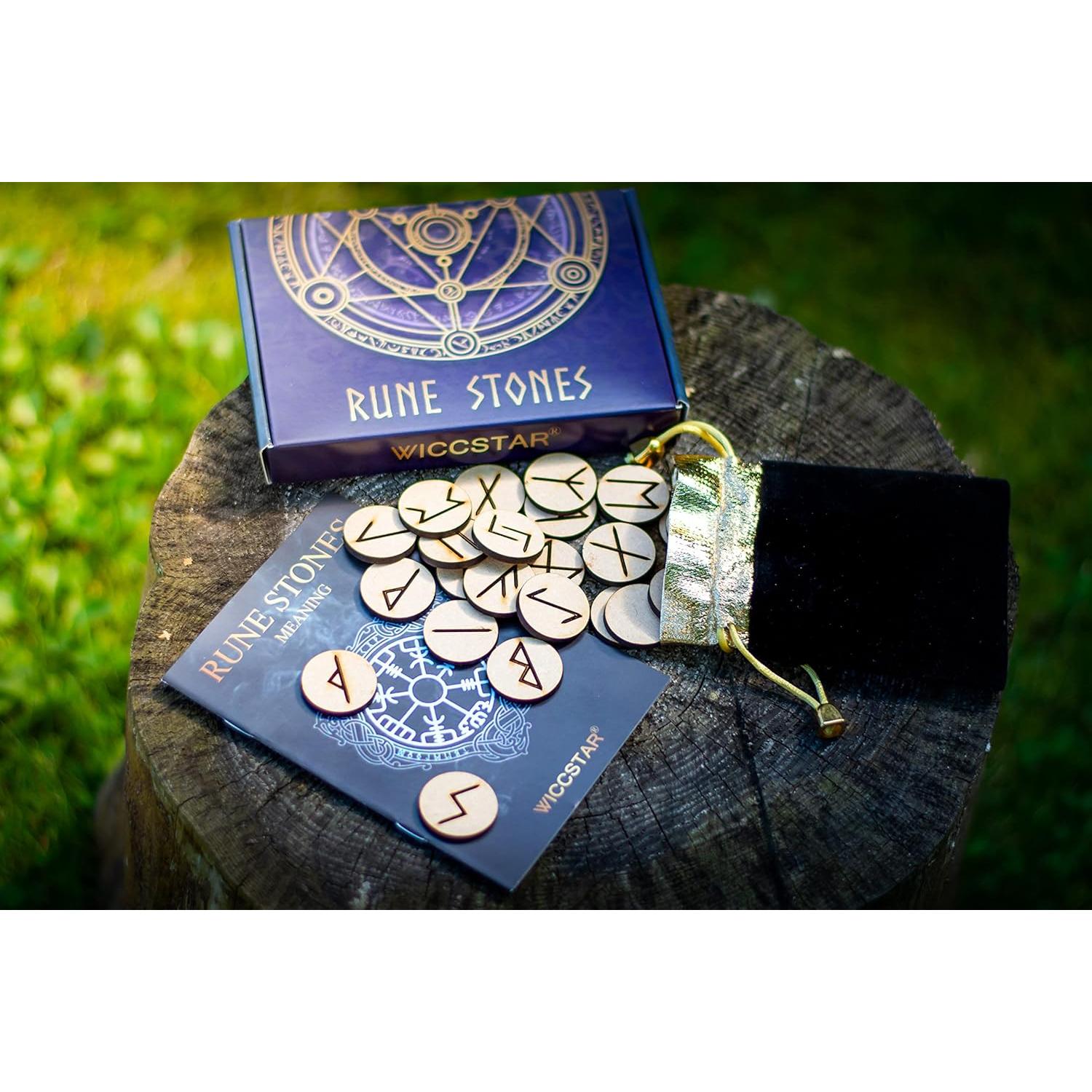 Juego de Piedras Rúnicas Vikingas WICCSTAR con Guía para Principiantes