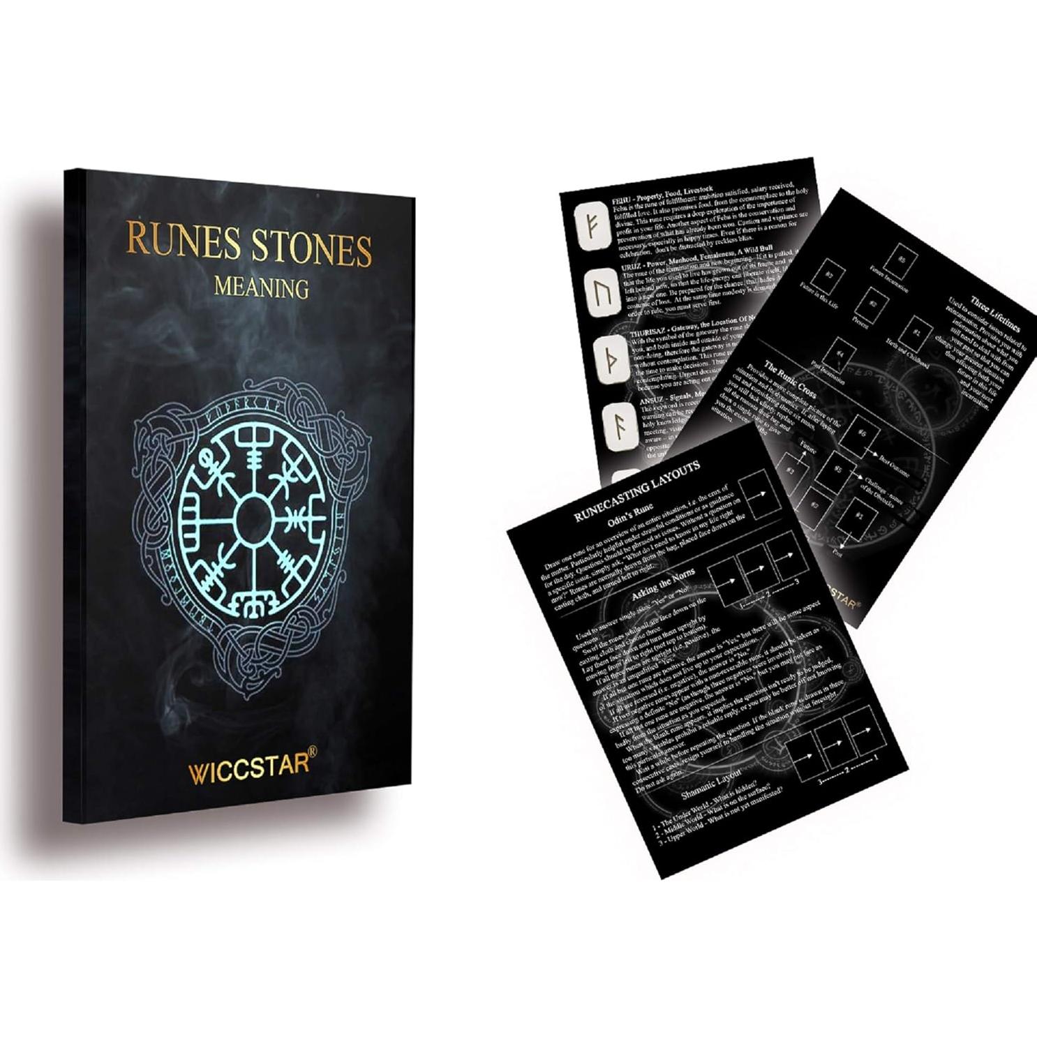 Juego de Runas WICCSTAR con Bolsa de Terciopelo y Guía