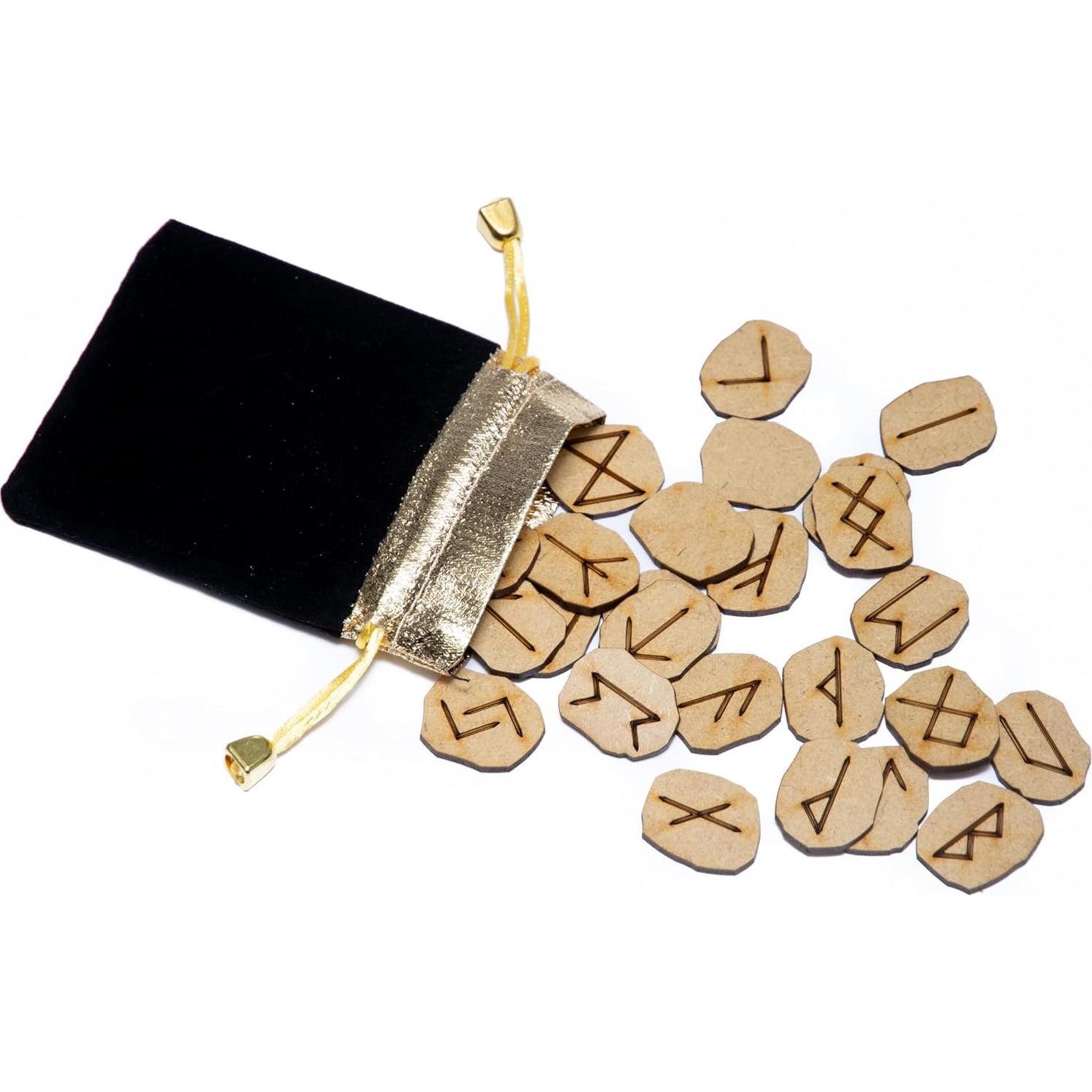Juego de Runas WICCSTAR con Bolsa de Terciopelo y Guía