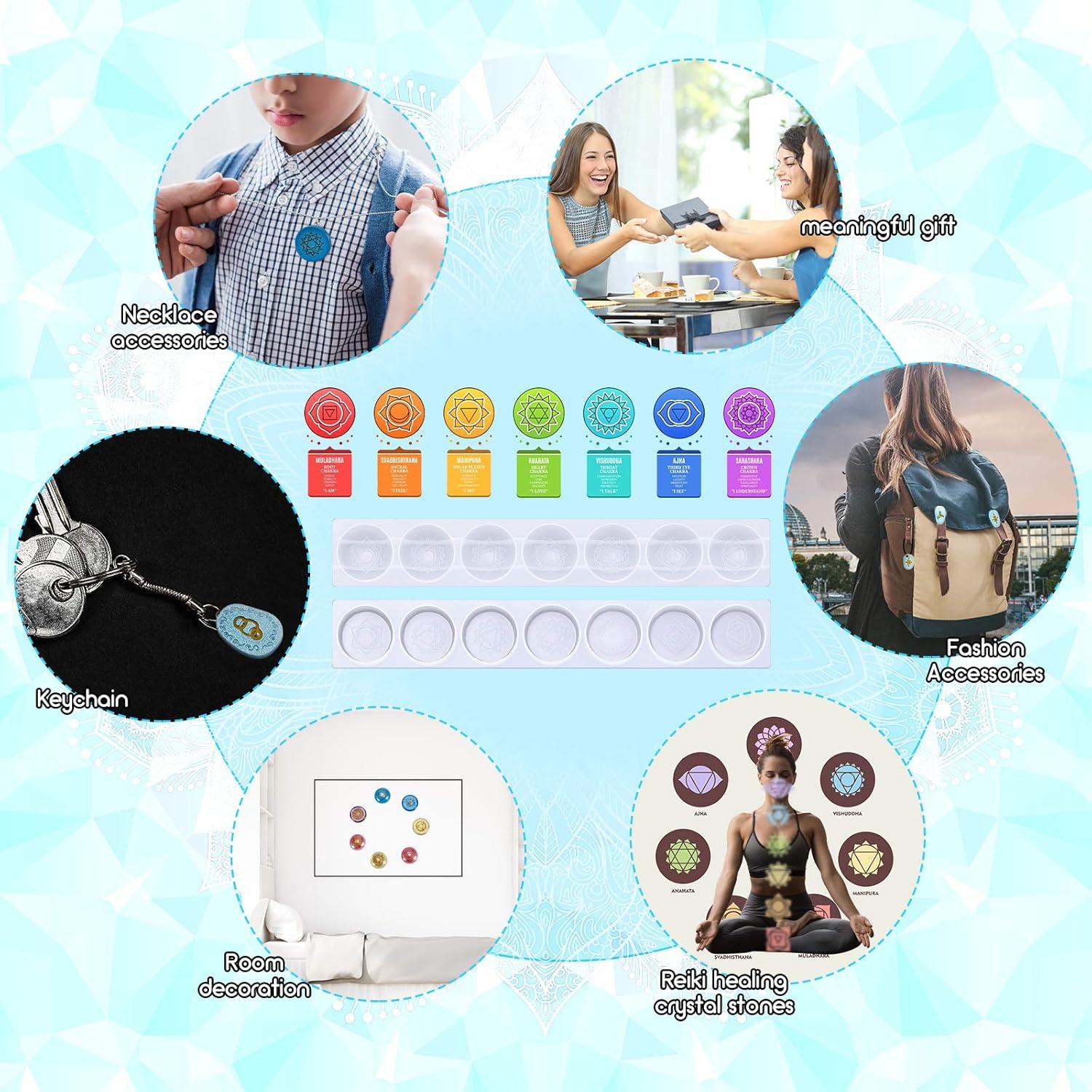 Molde de Silicona Geiserailie 7 Chakras y Runa para Resina