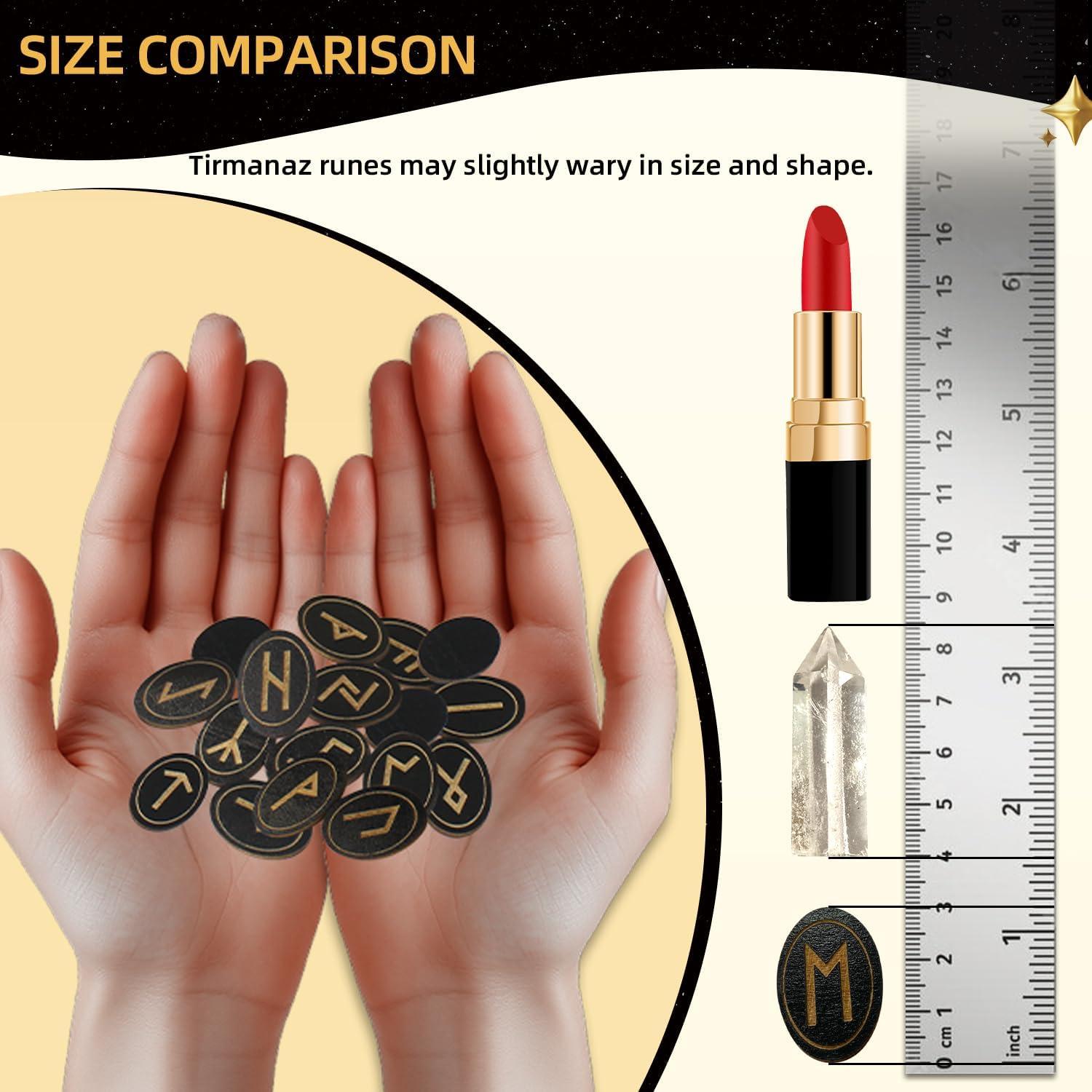 Conjunto de Runas de Madera Tirmanaz con Cristales y Guía