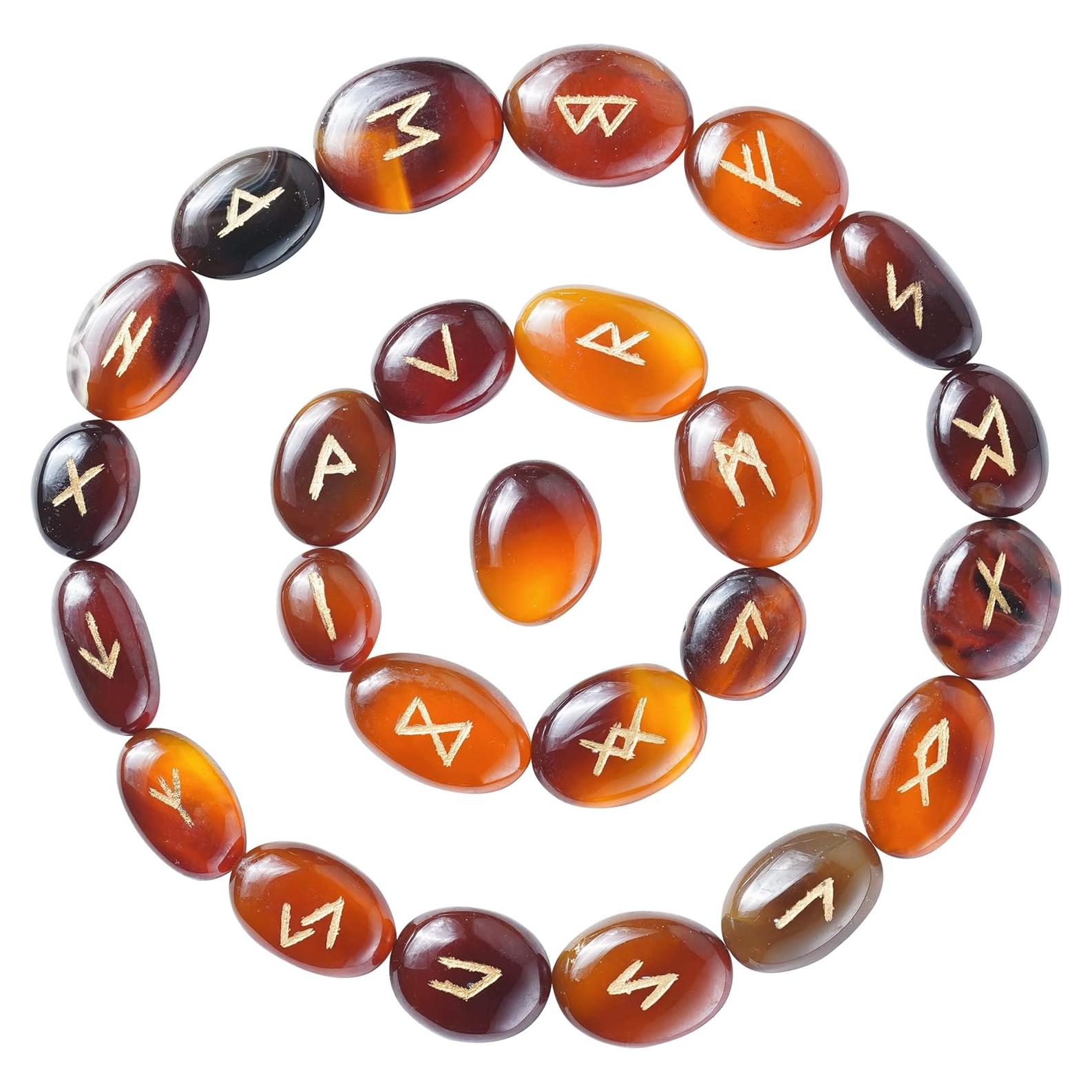 Set de Runas de Onyx Marrón Crocon - 25 Piezas Hechas a Mano