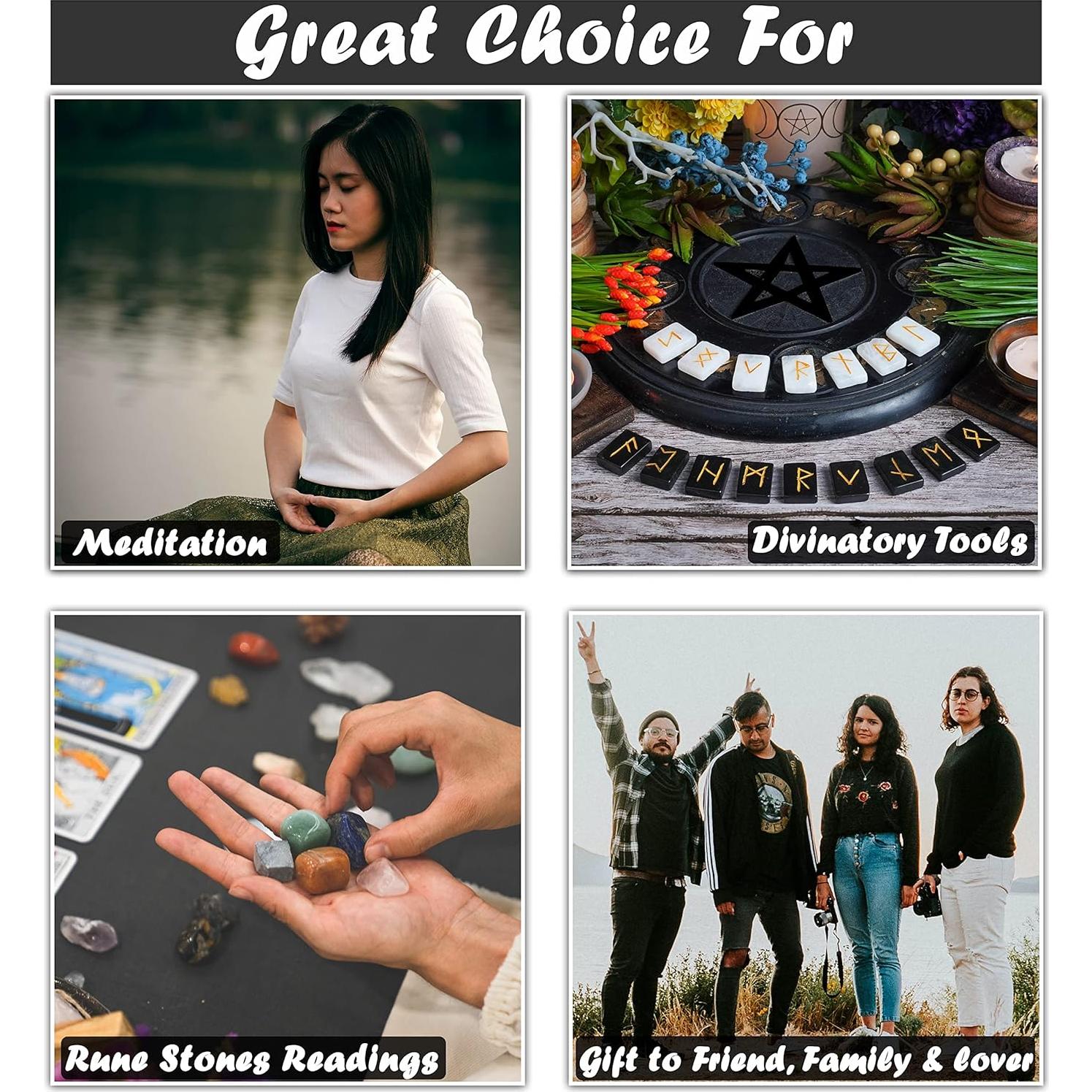 Set de Runas de Onyx Marrón Crocon - 25 Piezas Hechas a Mano