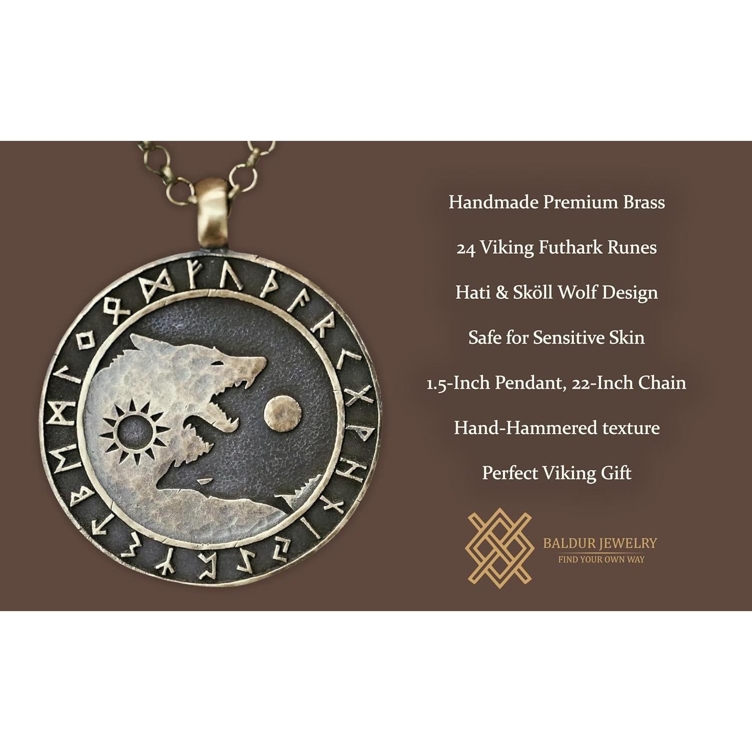 Collar Yin Yang Vikinga de Latón para Hombres 55.88 cm