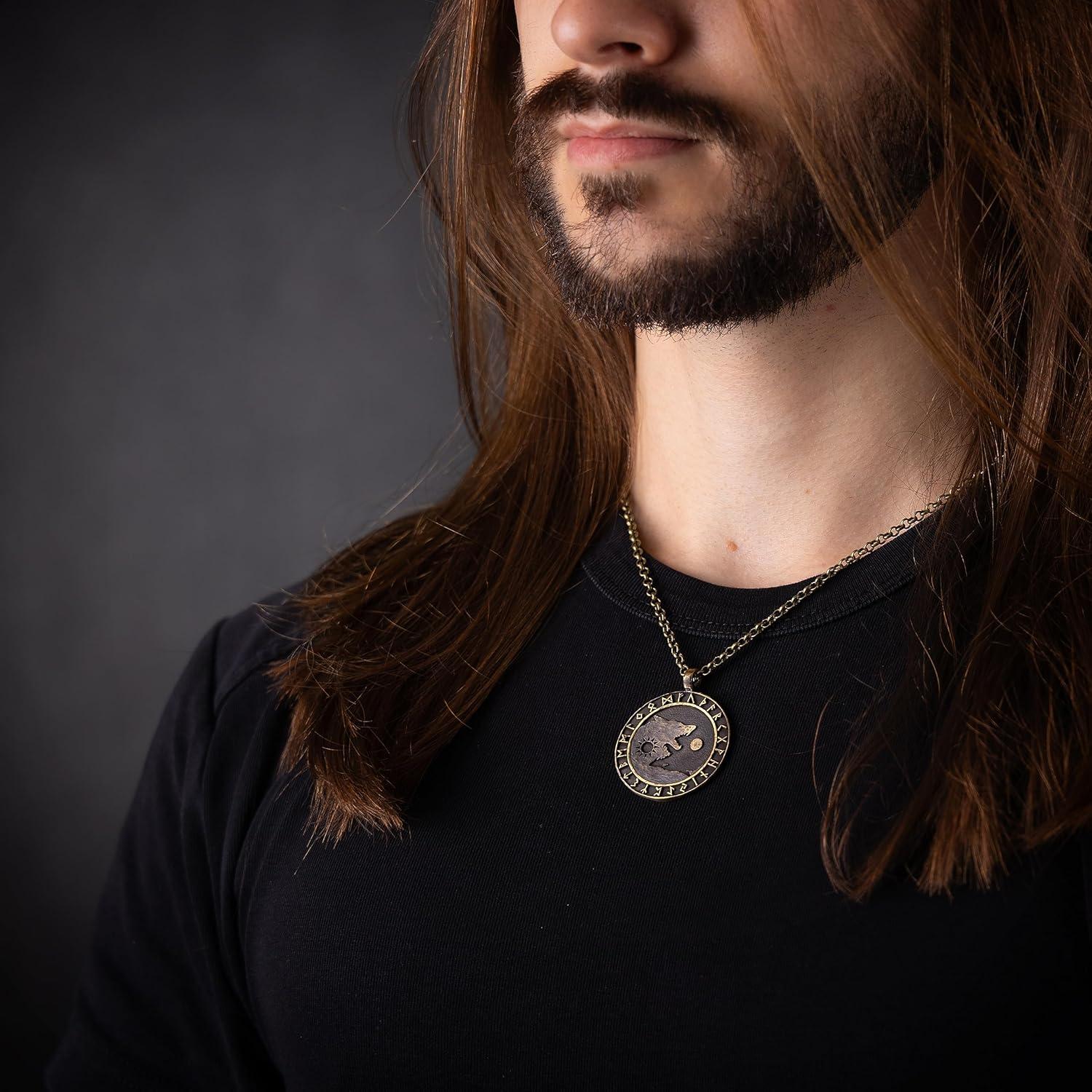 Collar Yin Yang Vikinga de Latón para Hombres 55.88 cm