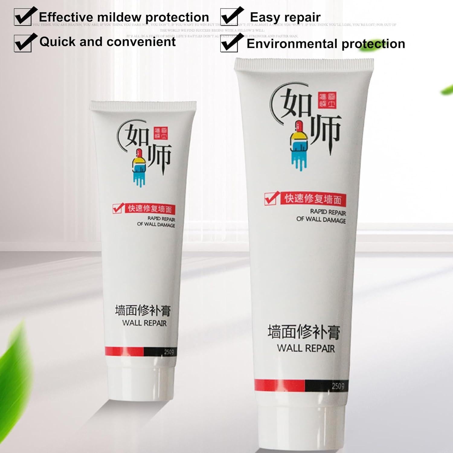 Kit de Reparación de Pared WAURCSY - 2 Agentes 100g y Raspadores