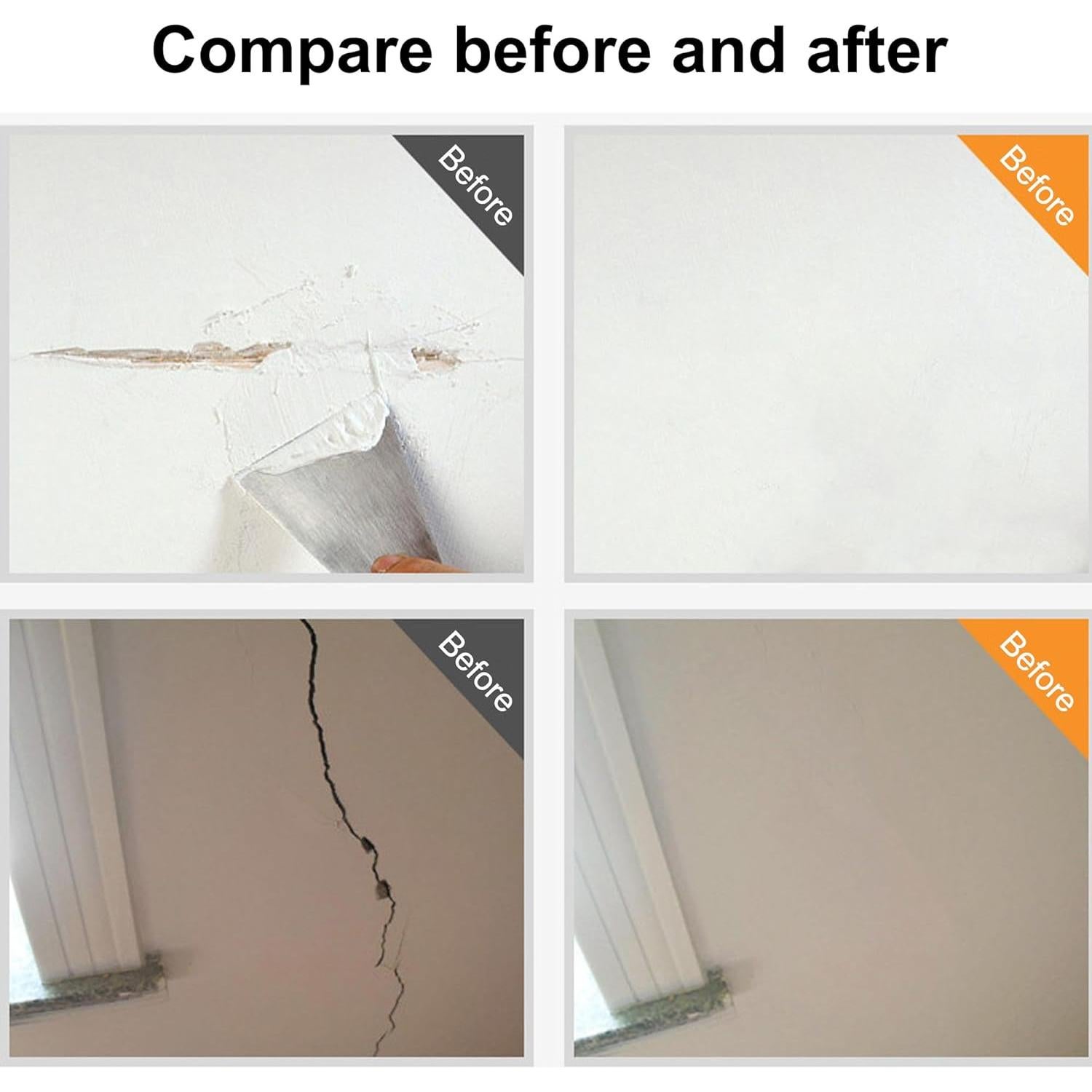 Kit de Reparación de Pared WAURCSY - 2 Agentes 100g y Raspadores