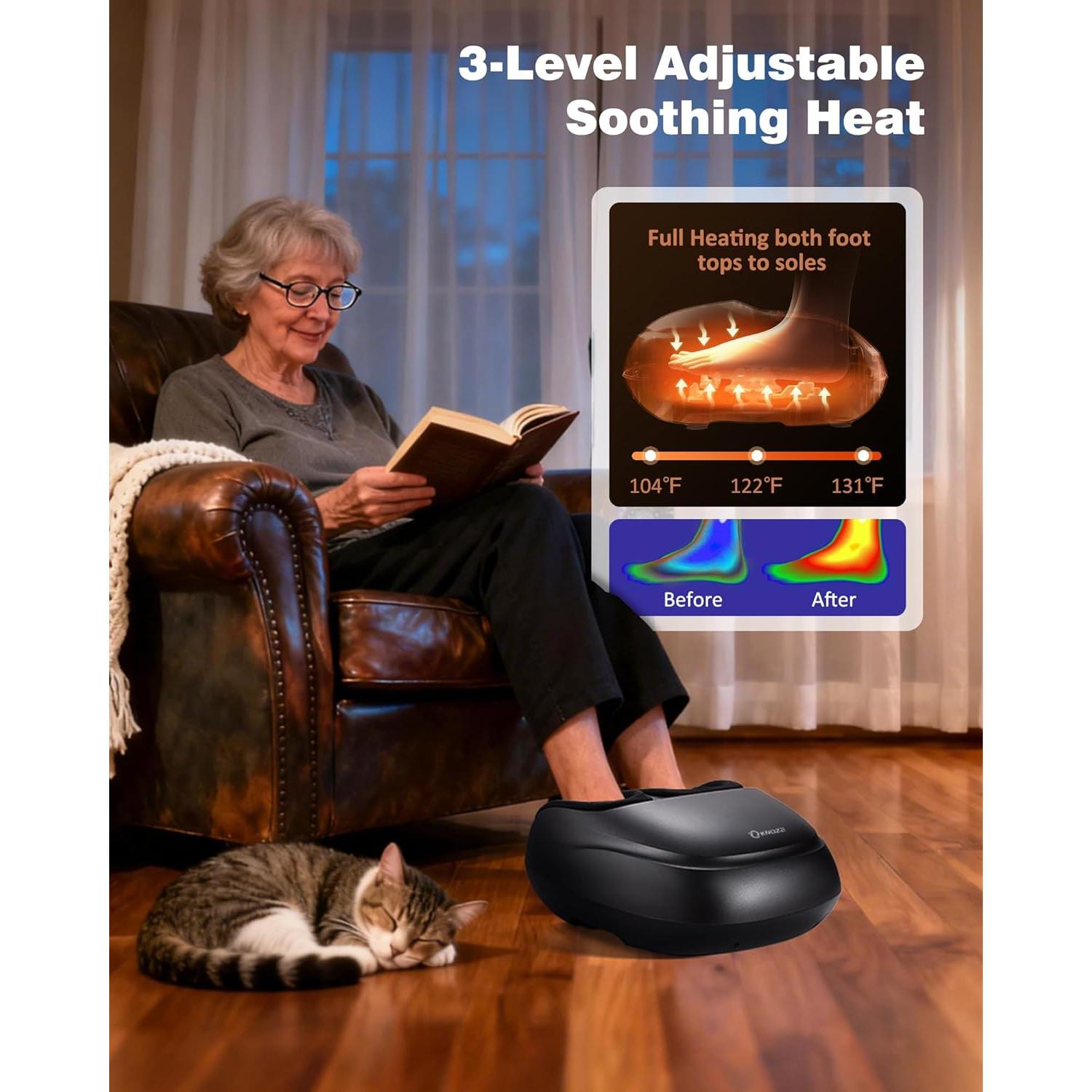 Masajeador de Pies KNQZE KF7 con Calor y Control Remoto