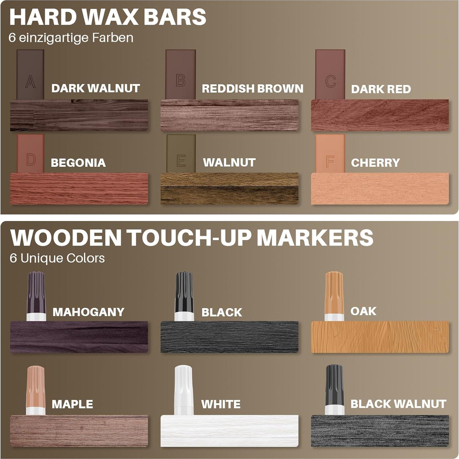 Kit de Reparación de Muebles Tkaimy - Cera Dura y Marcadores