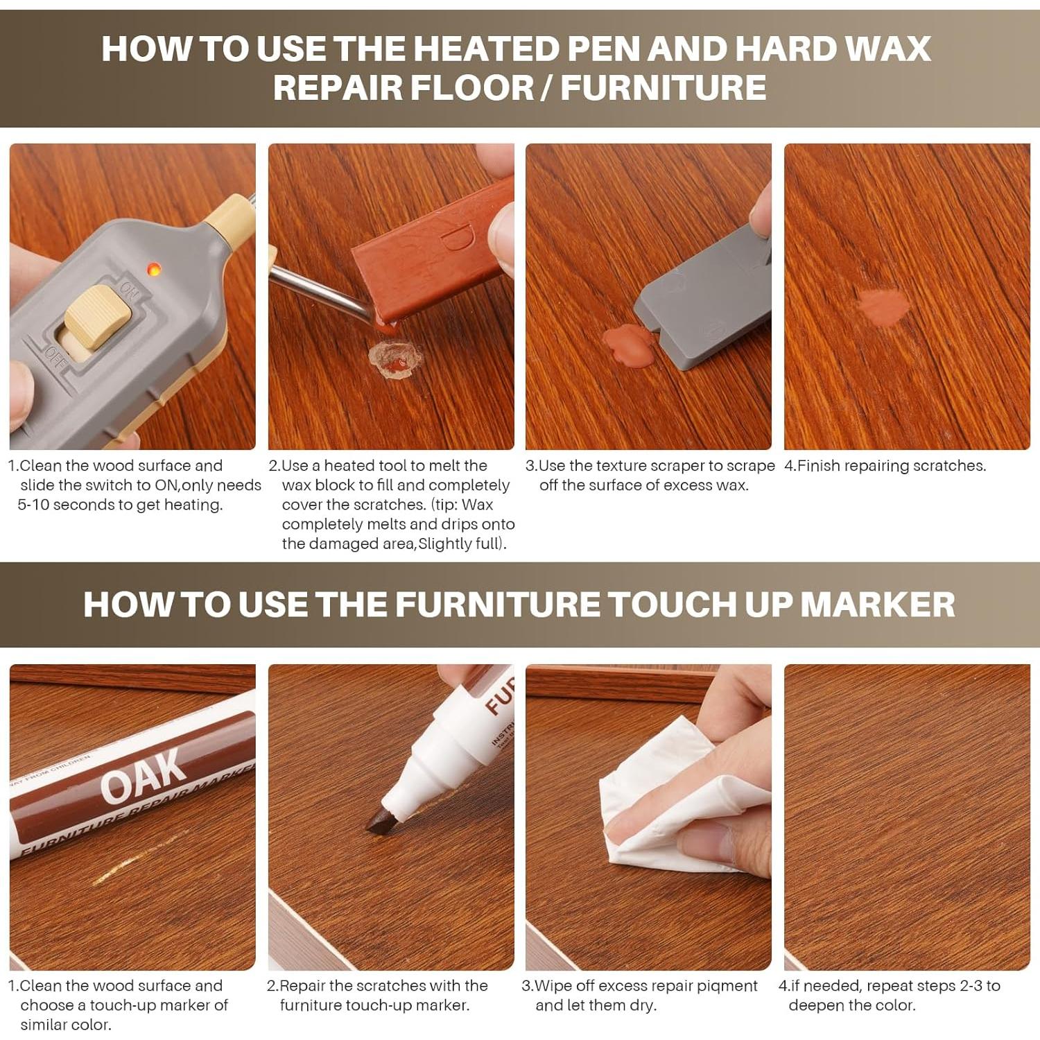 Kit de Reparación de Muebles Tkaimy - Cera Dura y Marcadores