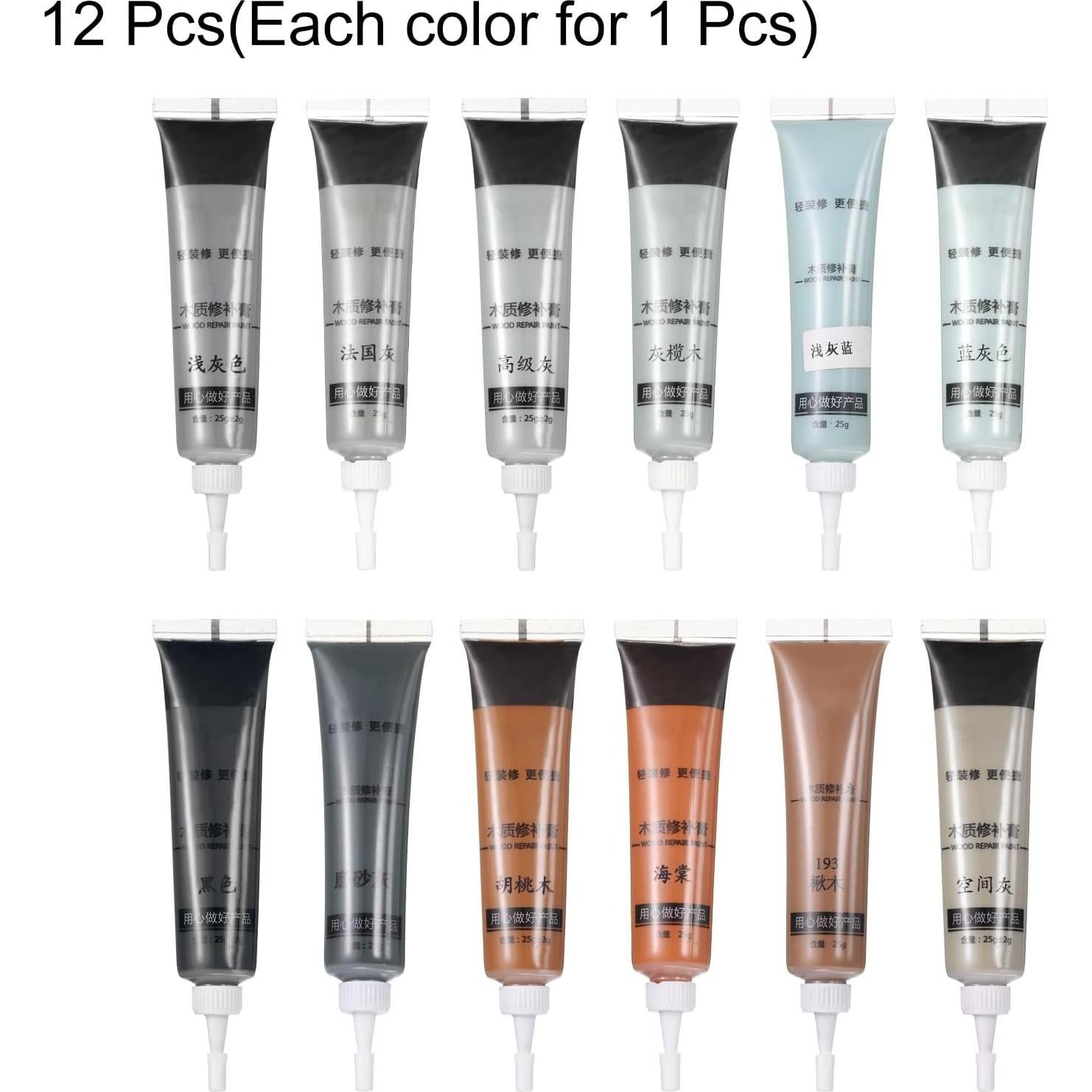 Kit de Reparación de Rasguños de Madera Harfington 12 Colores