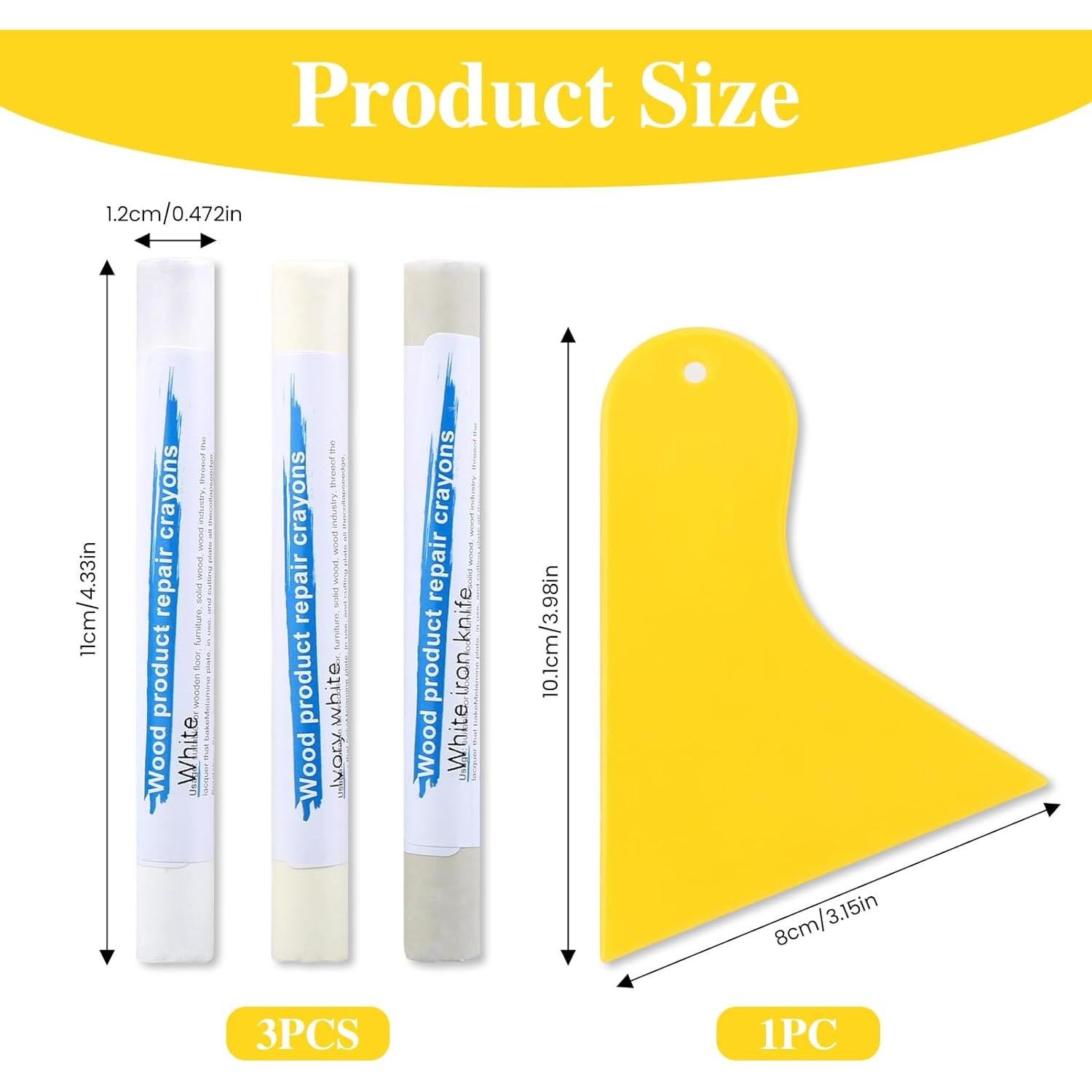 Pack de 3 Crayones de Reparación de Madera Blanca Aphohome