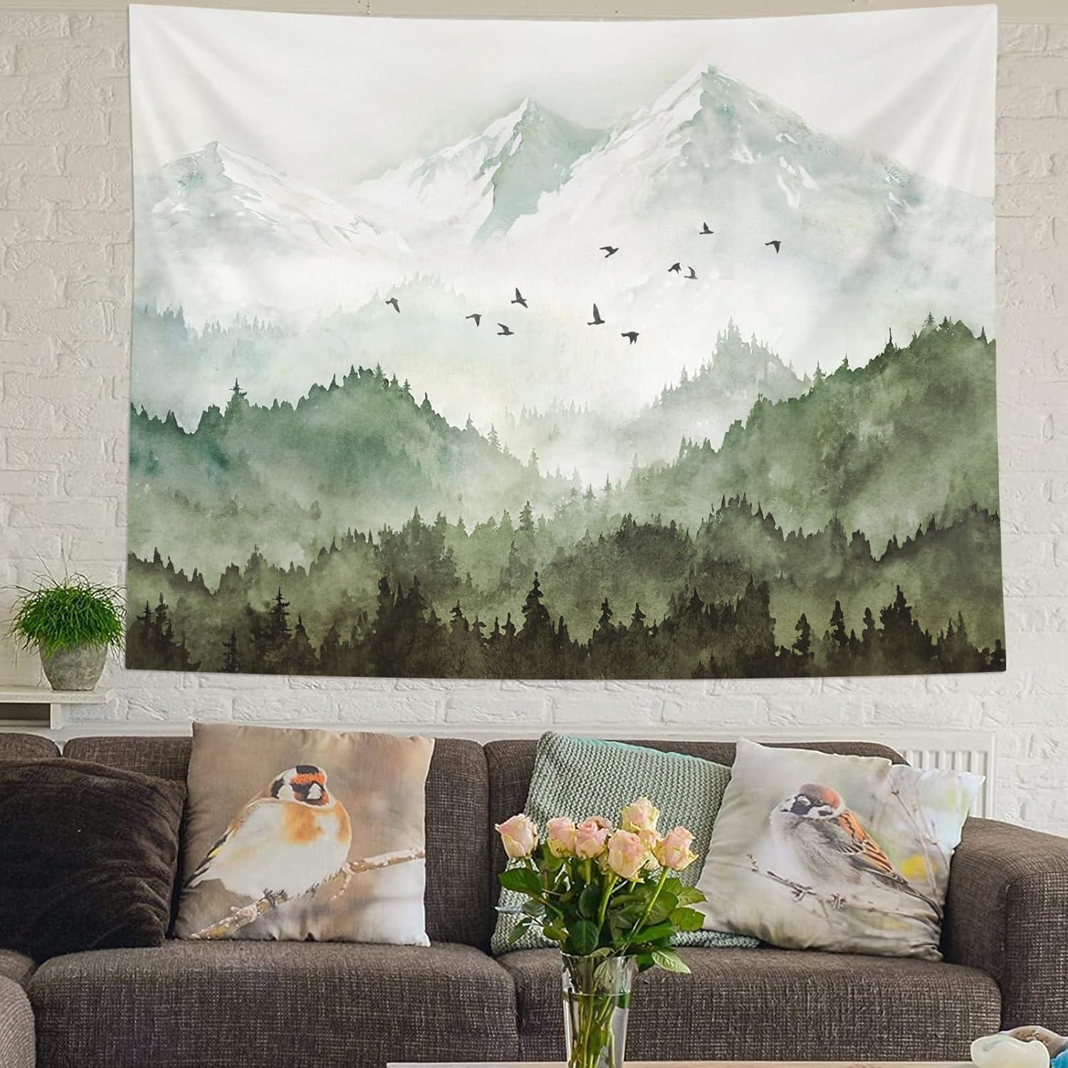 Tapiz de Montaña Kampdream Verde Salvia 90x68 cm Acuarela