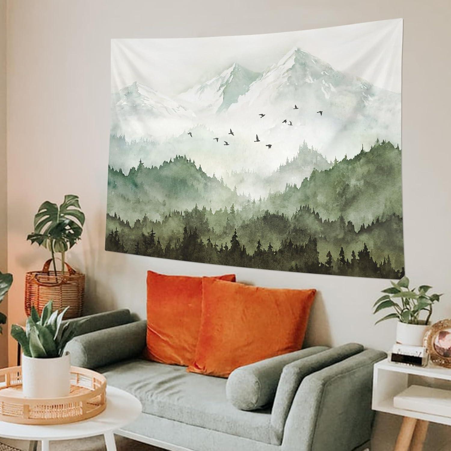 Tapiz de Montaña Kampdream Verde Salvia 90x68 cm Acuarela