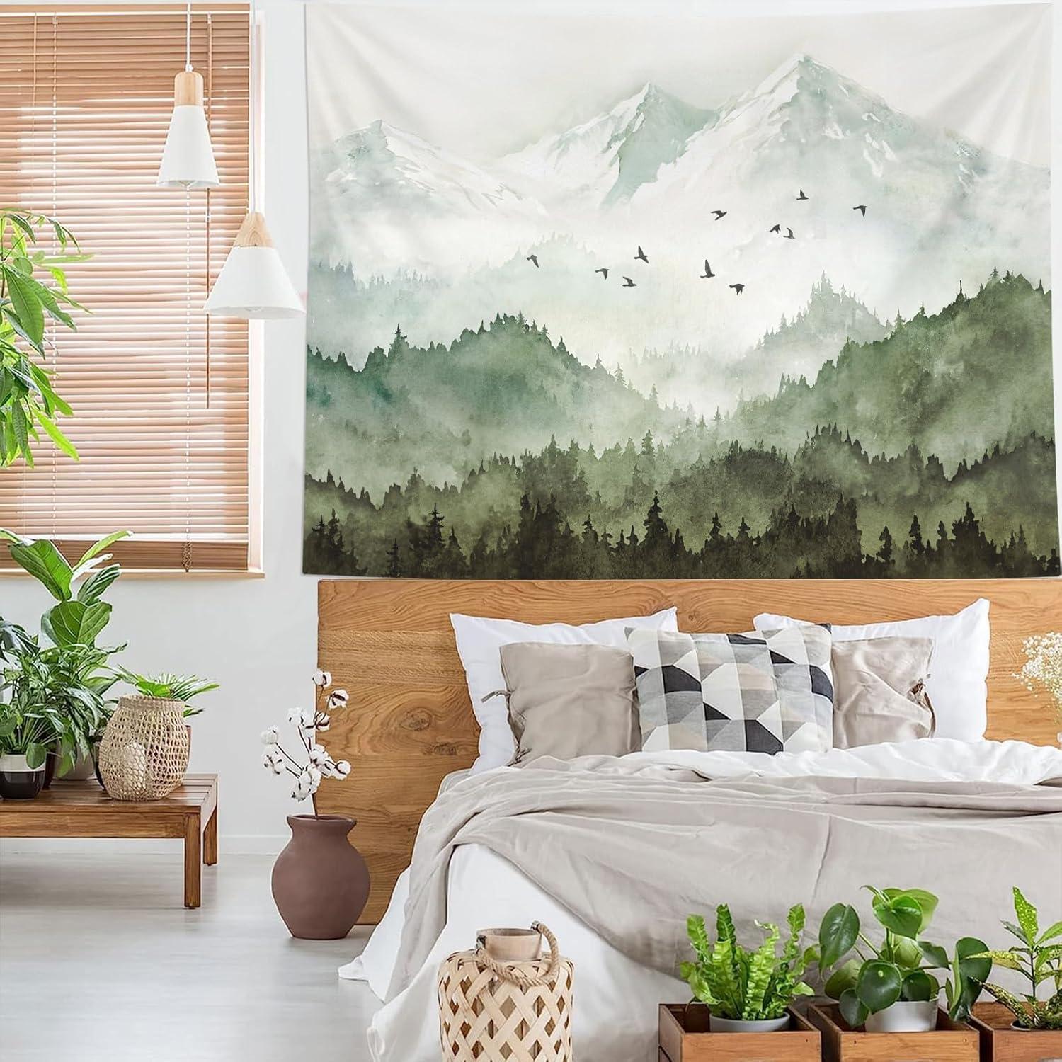 Tapiz de Montaña Kampdream Verde Salvia 90x68 cm Acuarela