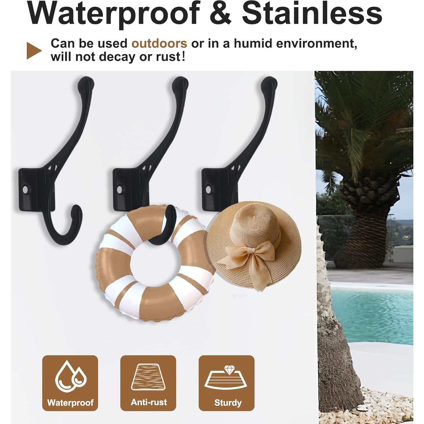 Paquete de 5 Ganchos de Pared Arimsoa Doble Gancho 10KG Negro