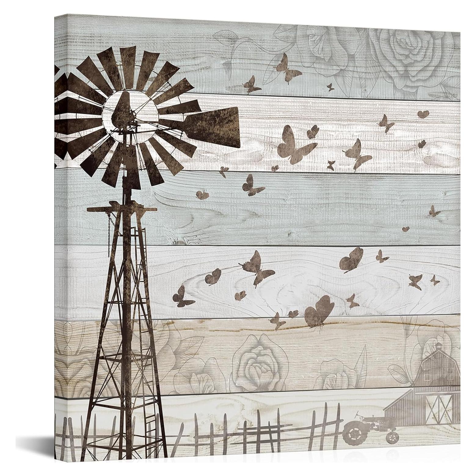 Arte de Pared Campestre Lienzo 60x60 cm - Molino de Viento