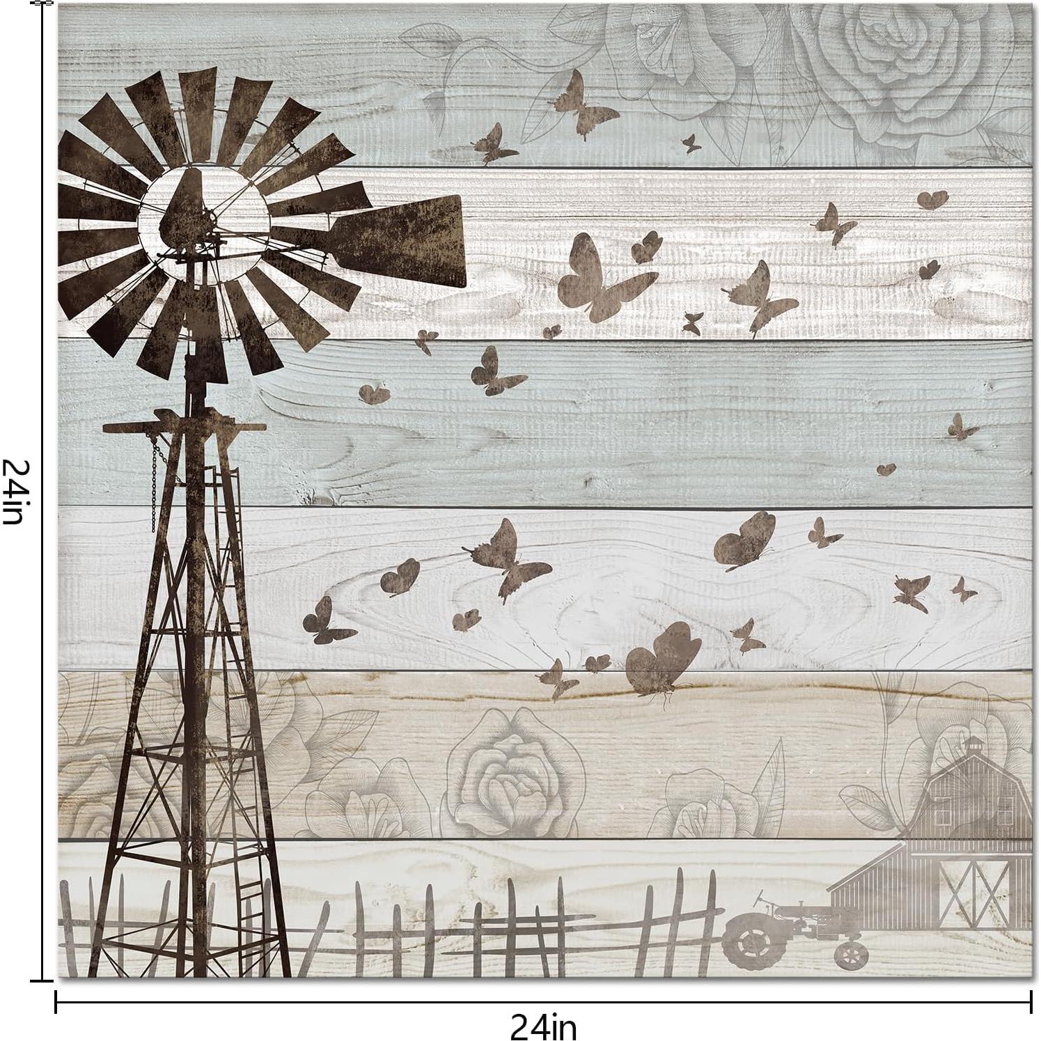 Arte de Pared Campestre Lienzo 60x60 cm - Molino de Viento